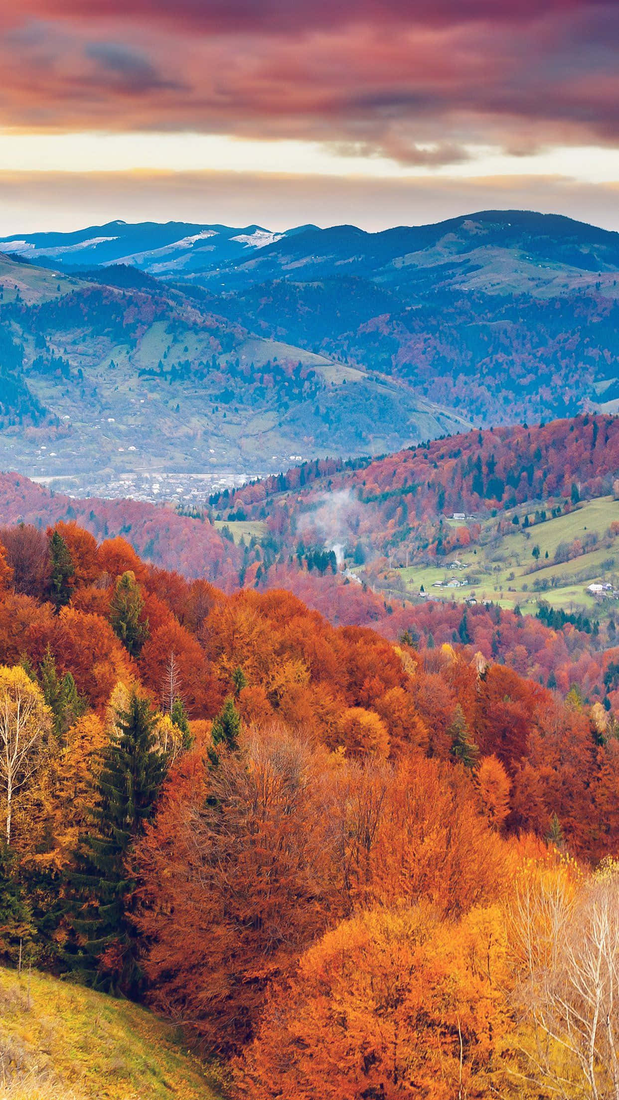 Fall Mountain, autumn forest, rolling hills, Full HD Phone Wallpaper