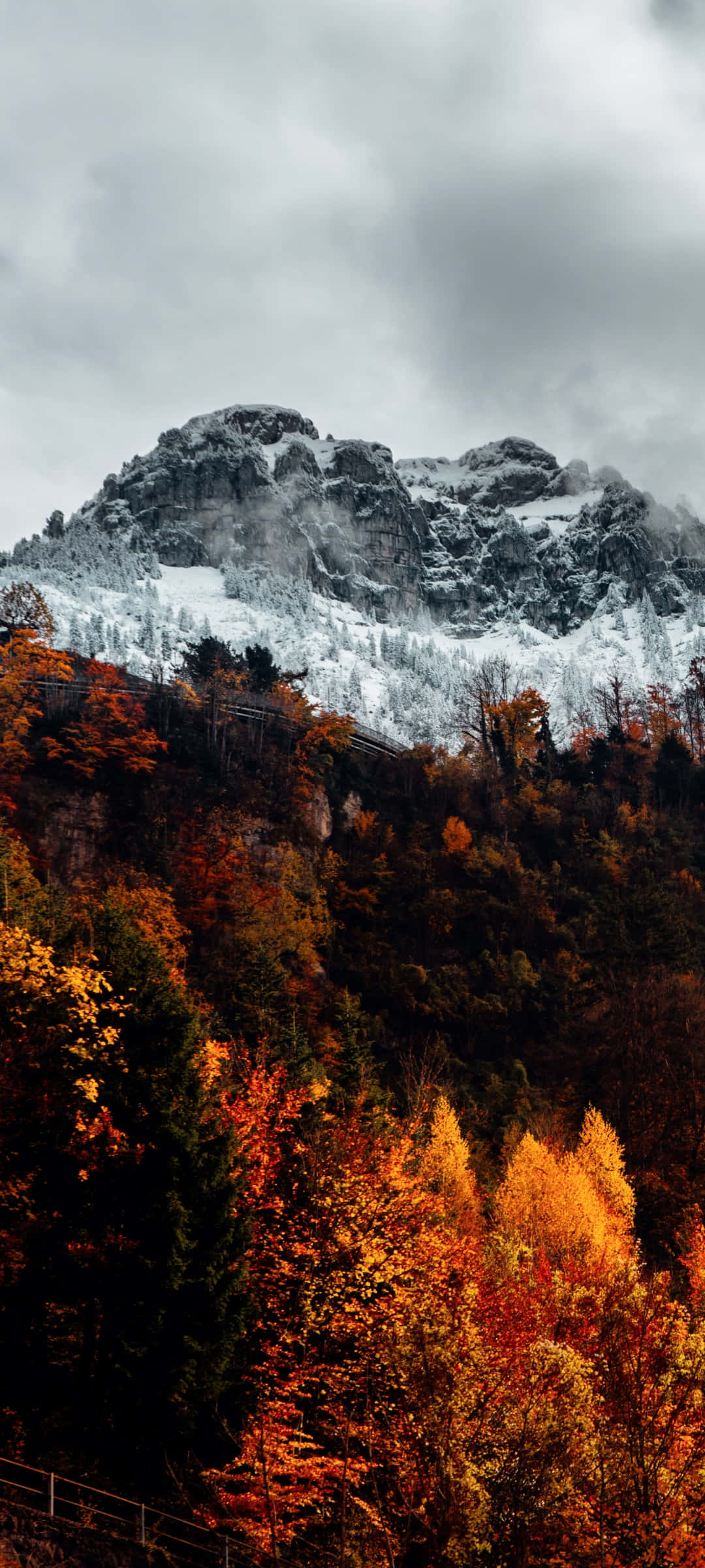 Fall Mountain, mountain peak, snow, Full HD Phone Wallpaper