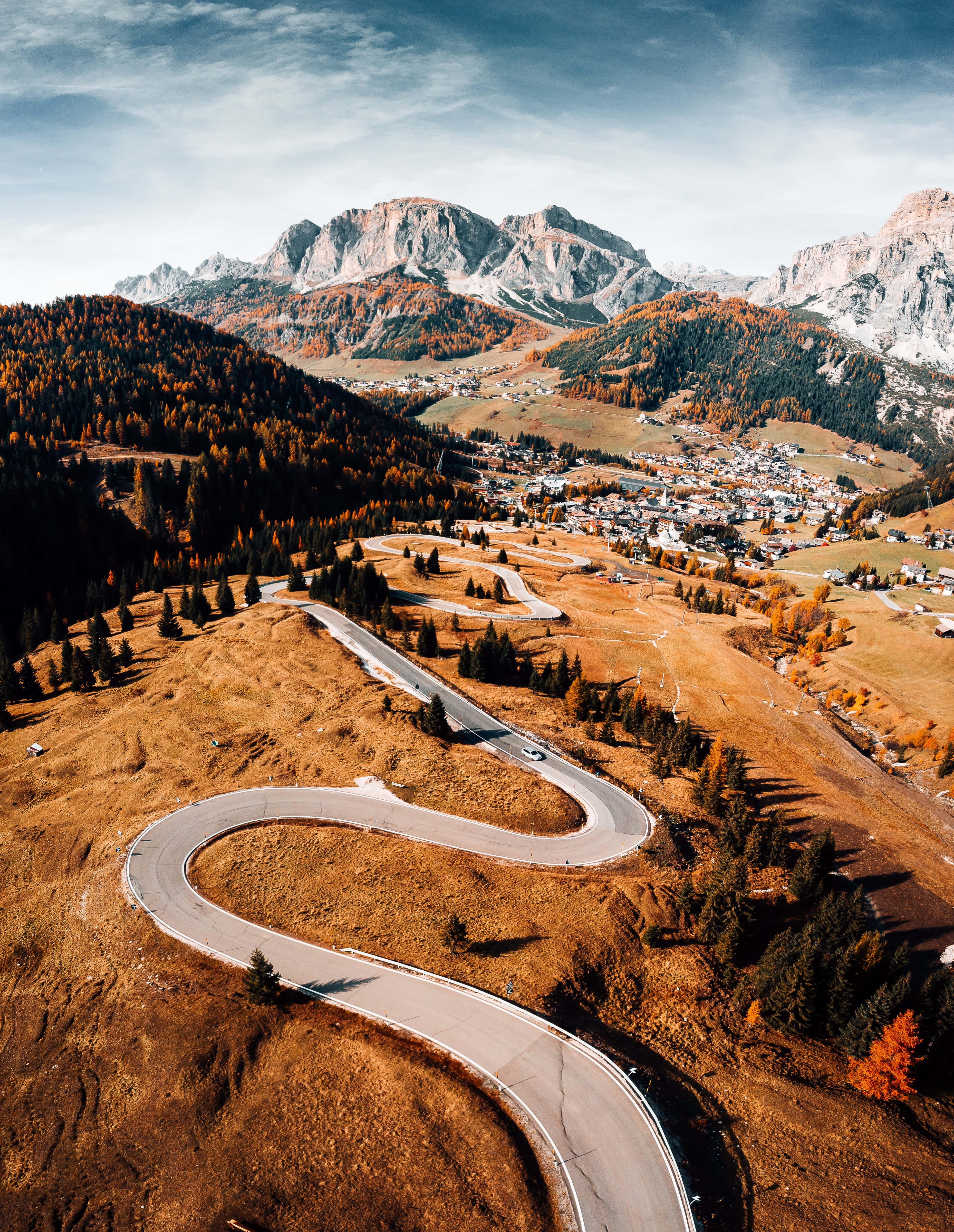 Fall Mountains, mountain road, autumn hills, 4K Phone Wallpaper