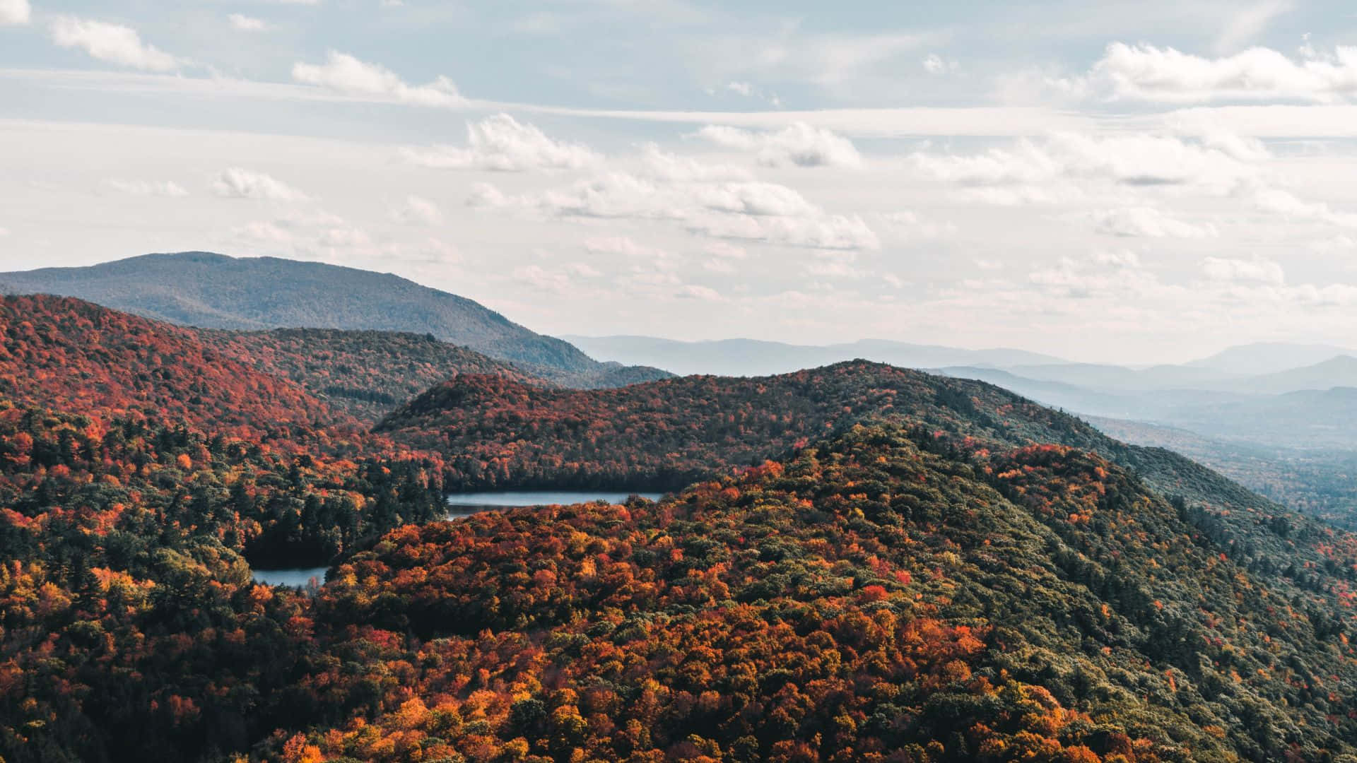 Fall Mountains, fiery autumn foliage, serene lake, Full HD Desktop Wallpaper