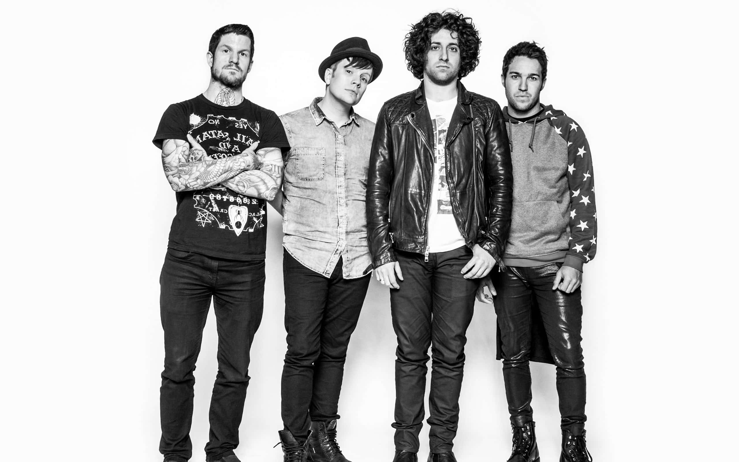 Fall out boy, edgy streetwear, stark white background, 2K Desktop Wallpaper