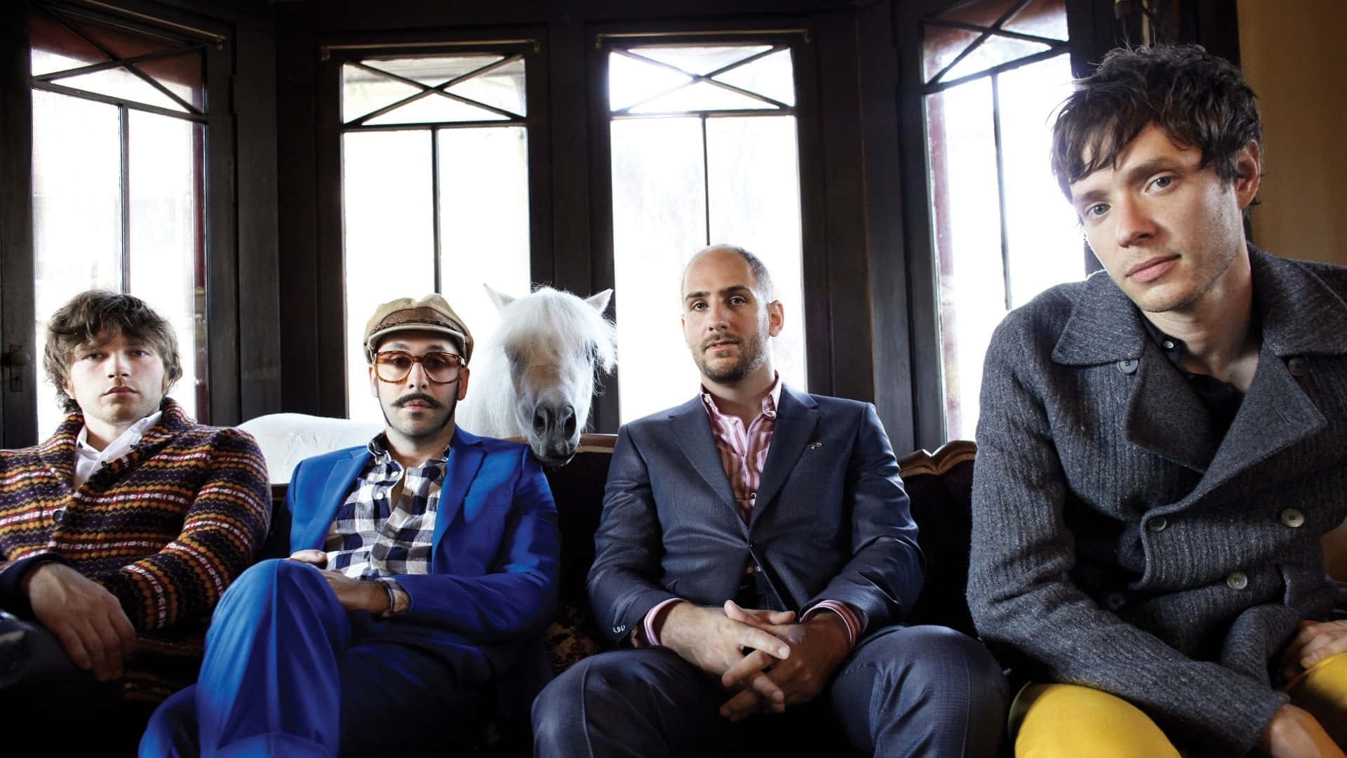 Fall Out Boy, white horse, couch, Full HD Desktop Wallpaper