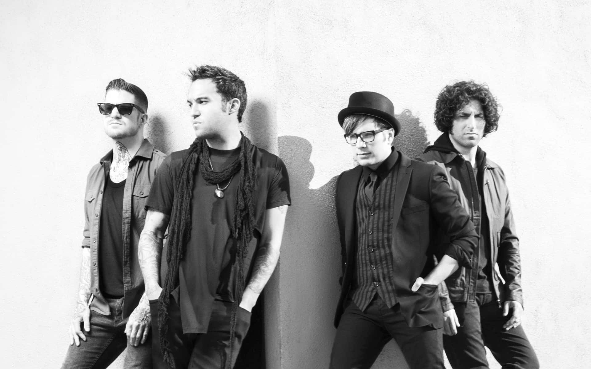 Fall out boy, black and white, plain wall, Full HD Desktop Wallpaper