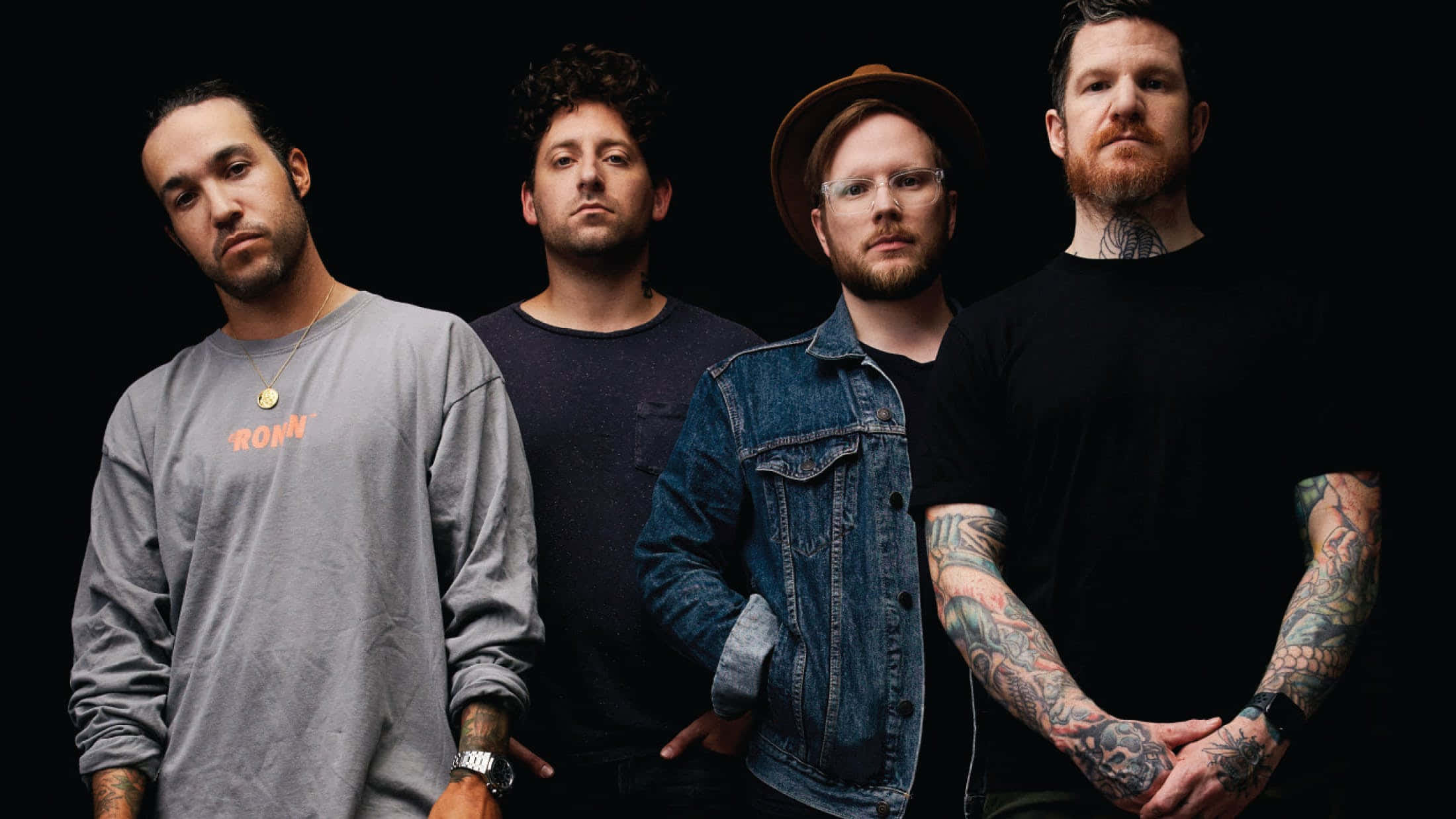Fall out boy, black background, studio portrait, Full HD Desktop Wallpaper