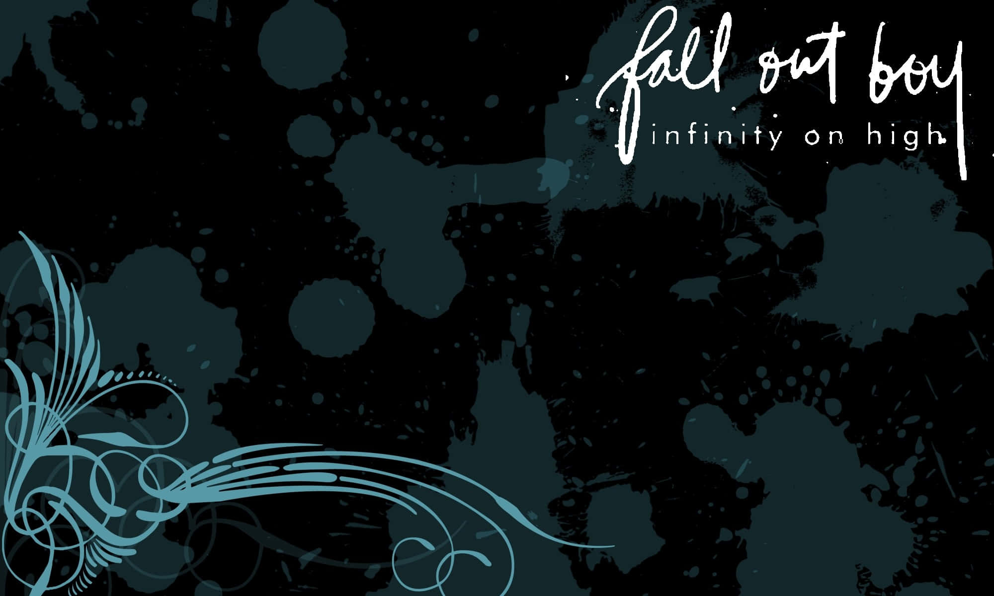 Fall Out Boy, dark teal, black splatter, Full HD Desktop Wallpaper