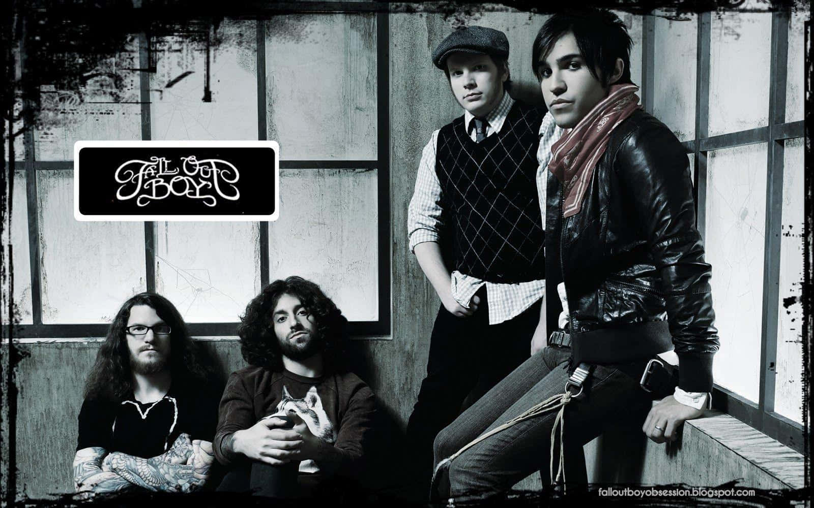 Fall Out Boy, gritty, monochrome room, HD Desktop Wallpaper