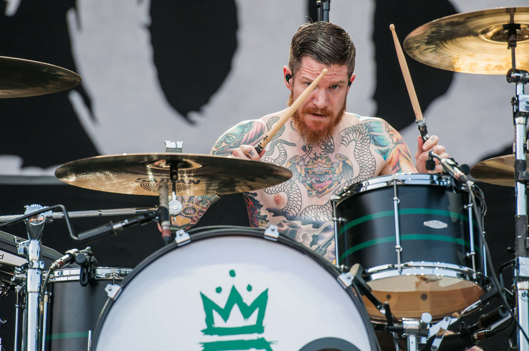 Fall out boy, drum set, stage, Full HD Desktop Wallpaper