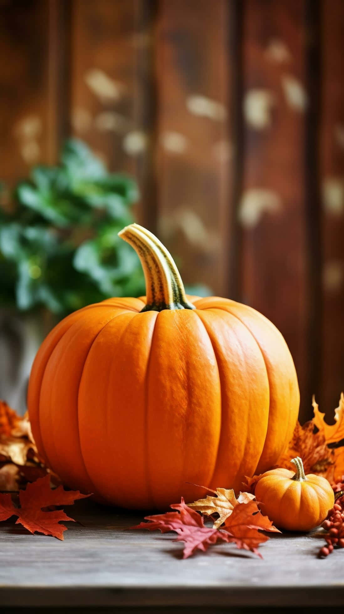 autumn pumpkin display, vibrant orange pumpkin, wooden surface, Full HD Phone Wallpaper