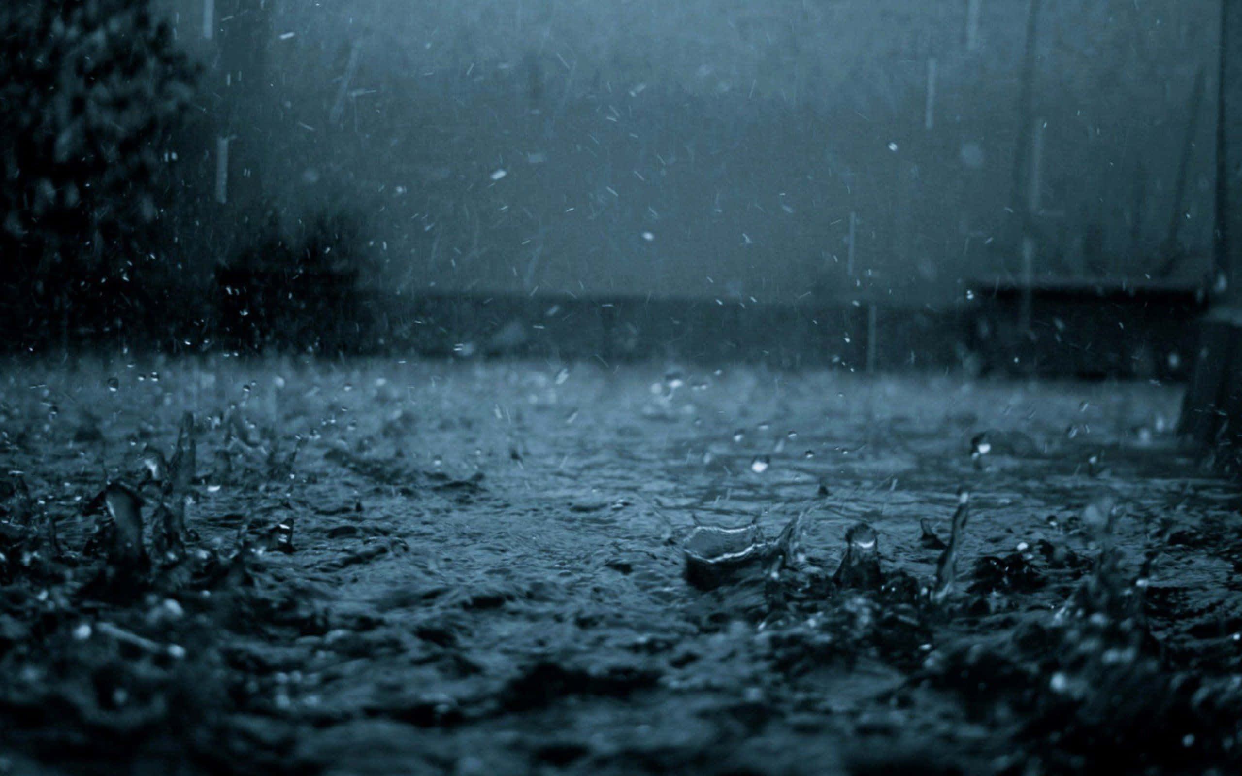 Rainy Night, Ground Splash, HD, 2K Desktop Wallpaper