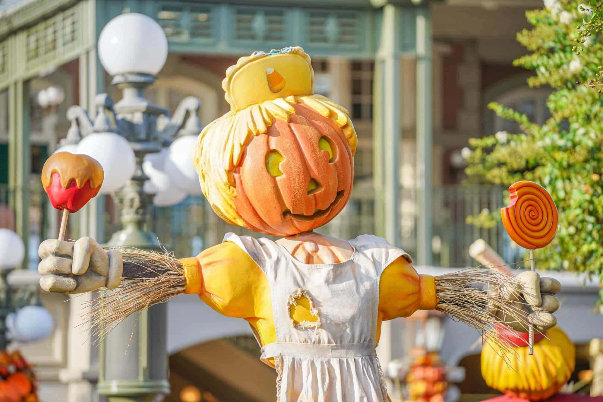 Fall Scarecrow, pumpkin head, candy lollipops, Full HD Desktop Wallpaper