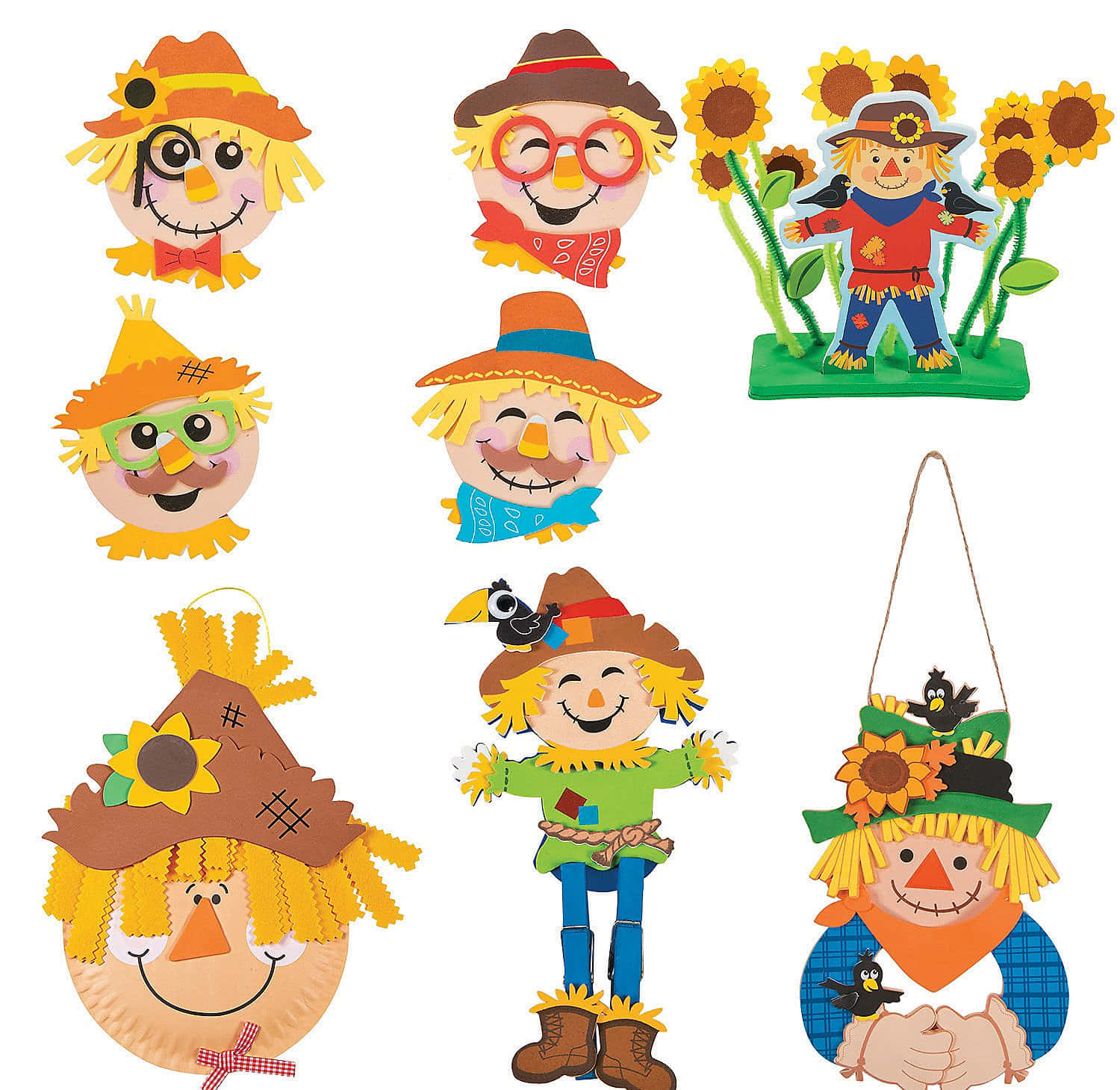 Fall Scarecrow, paper cutouts, cheerful scarecrows, HD Desktop Wallpaper