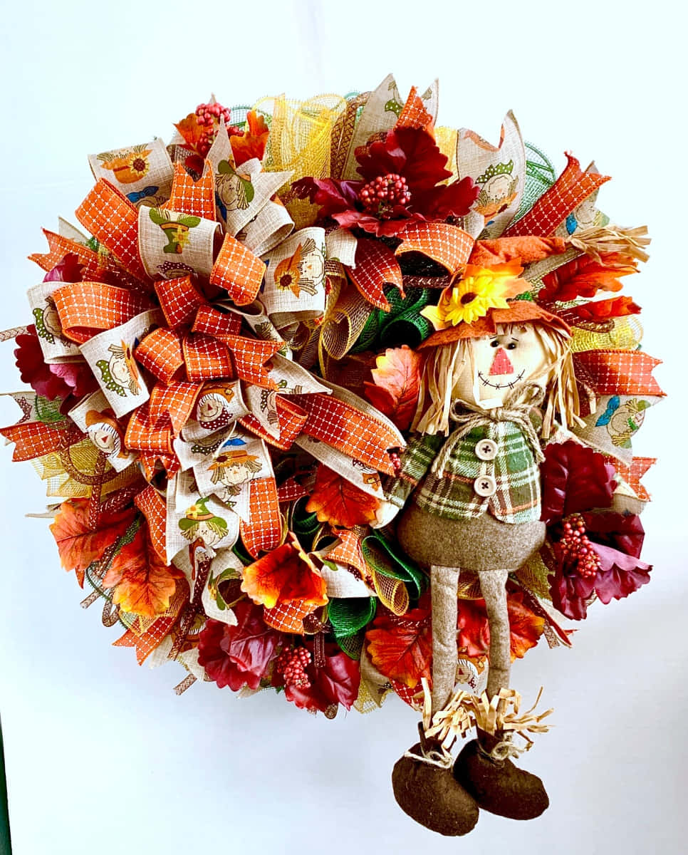 fall scarecrow, pumpkin patch, autumn wreath, SD Phone Wallpaper