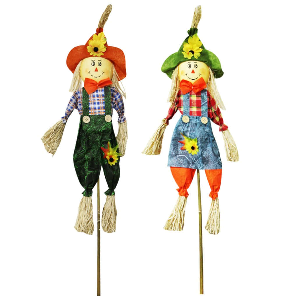 Fall Scarecrow, plaid shirts, overalls, SD Desktop Wallpaper