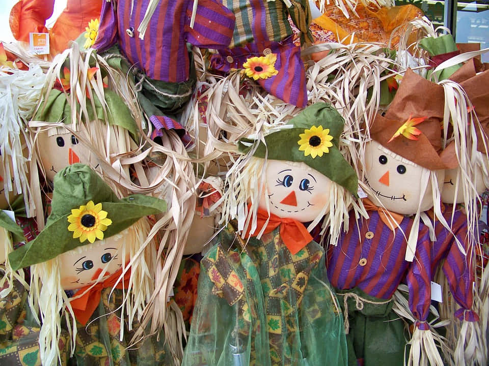 Fall Scarecrow, pumpkin patch, straw hair, SD Desktop Wallpaper