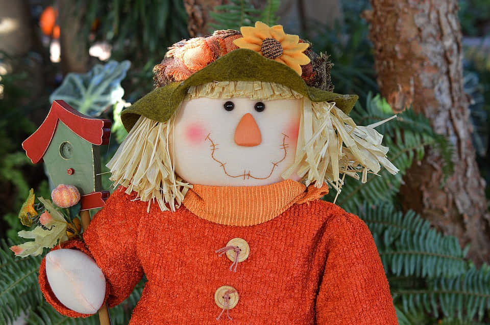 Fall Scarecrow, pumpkin patch, straw hair, SD Desktop Wallpaper