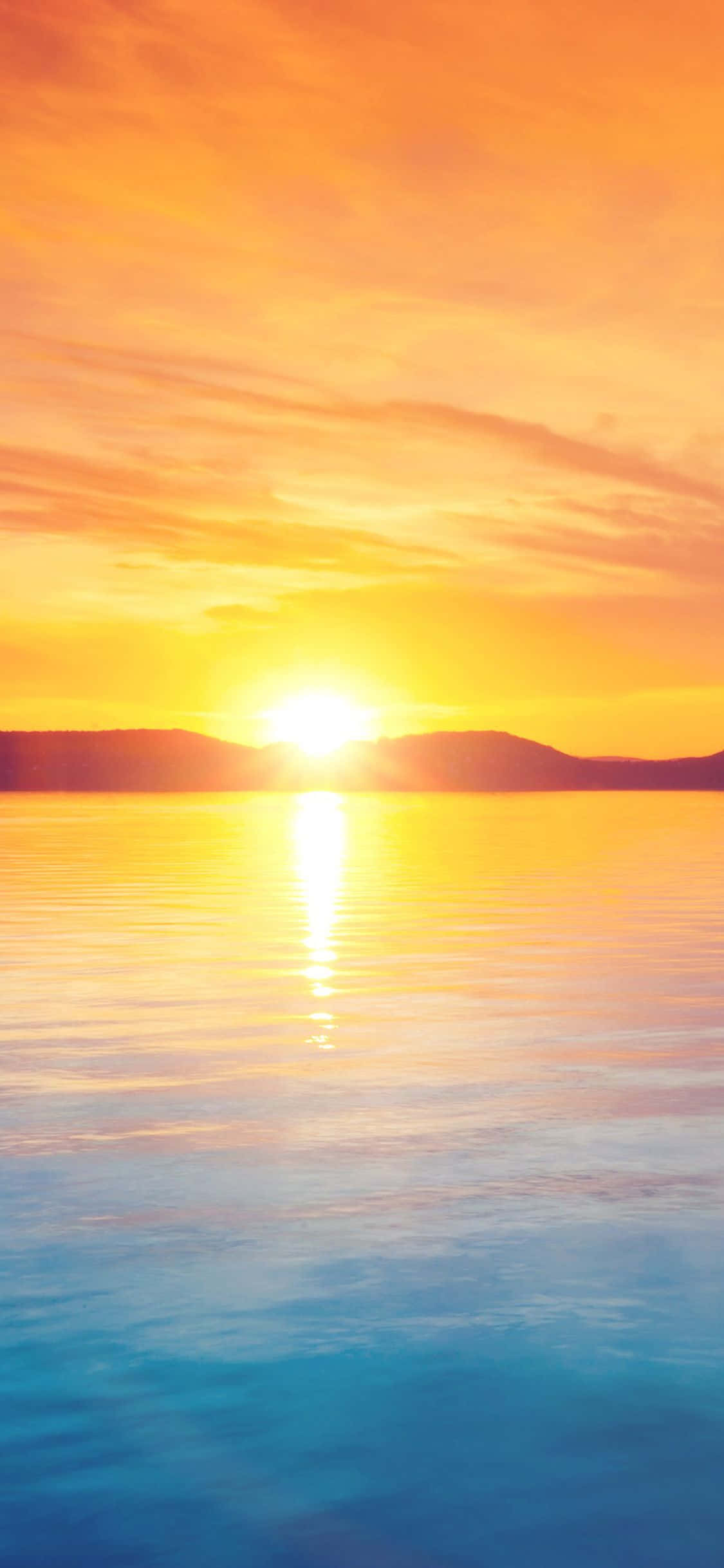 yellow sunset, golden light, calm lake, Full HD Phone Wallpaper