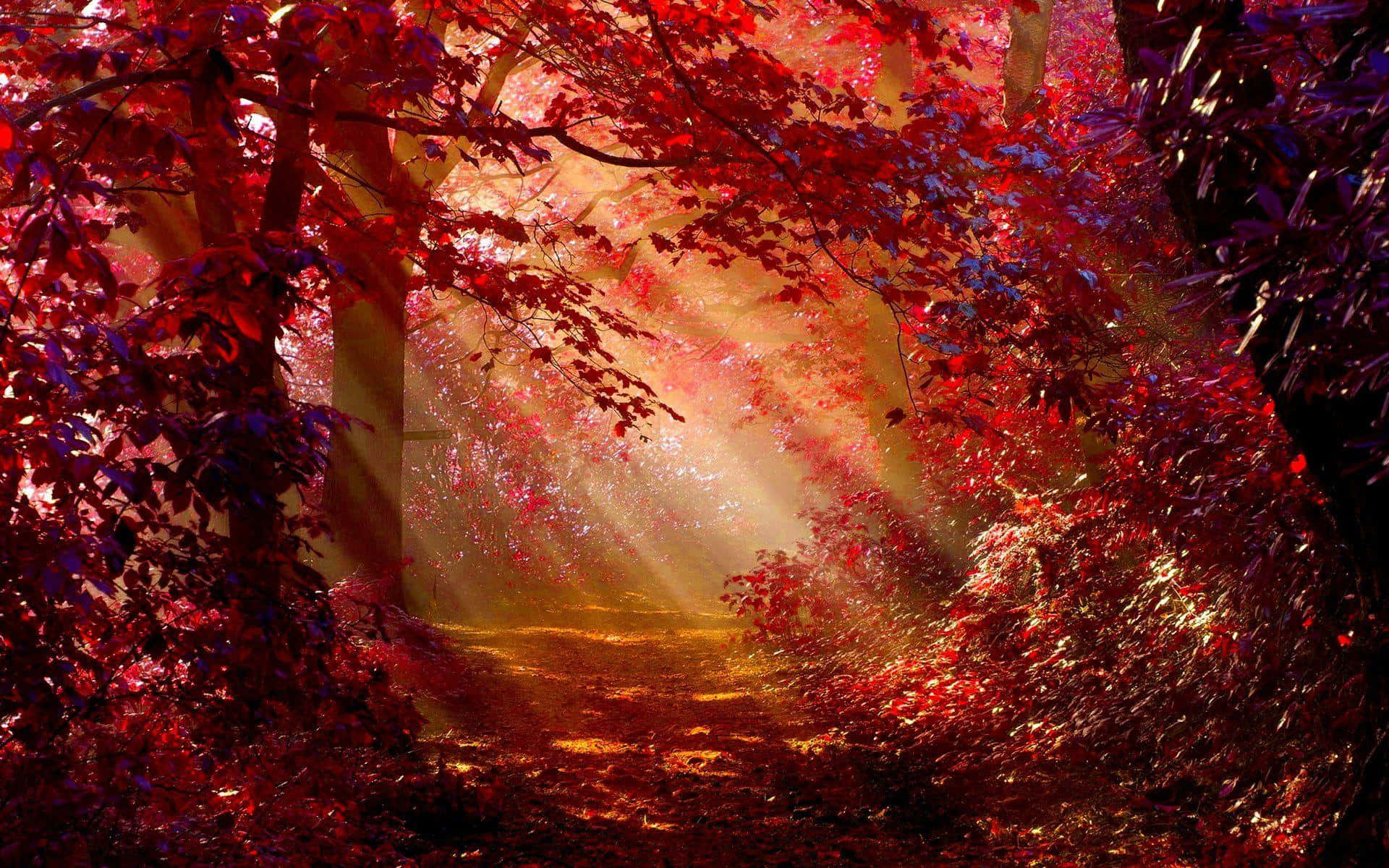 Fall Sunset, autumn leaves, sunlight beams, Full HD Desktop Wallpaper