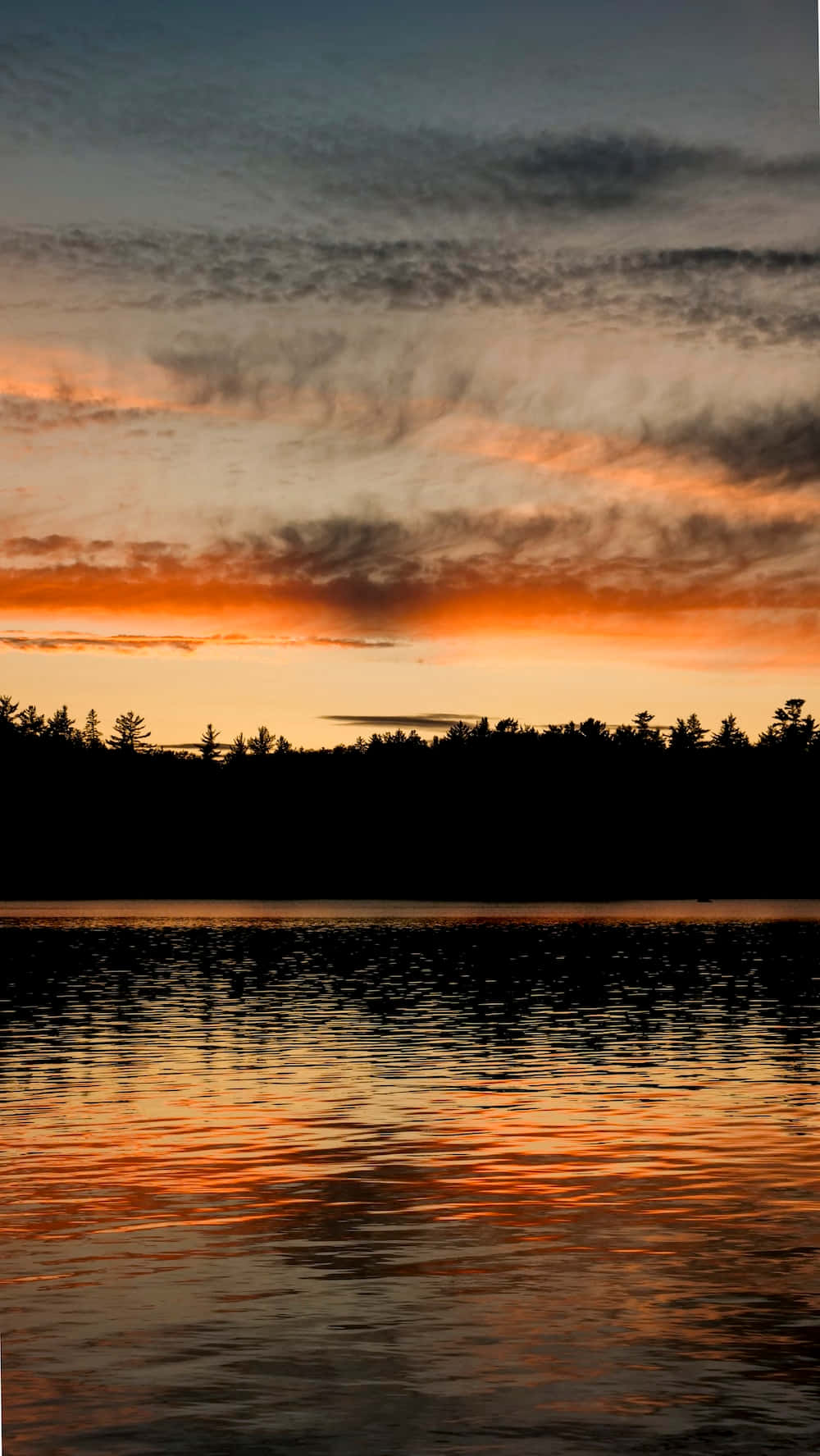 Fall Sunset, fiery orange, deep blue, HD Phone Wallpaper