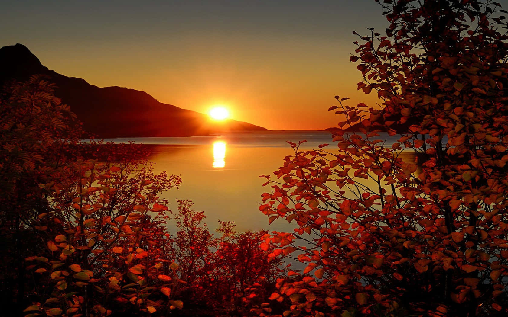 Fall Sunset, 1680 x 1050, fiery sunset, HD Desktop Wallpaper