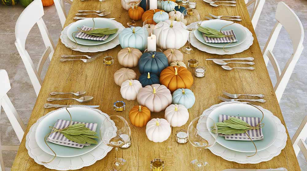 Fall Thanksgiving, rustic wooden table, pastel pumpkins, SD Desktop Wallpaper