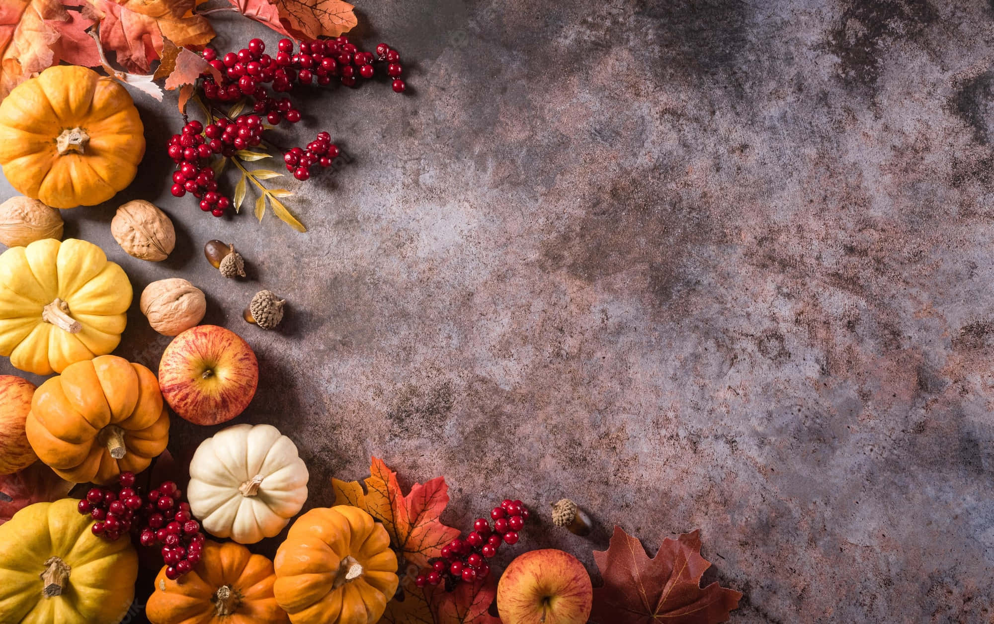 Pumpkin, Berries, Apples, Full HD Desktop Wallpaper