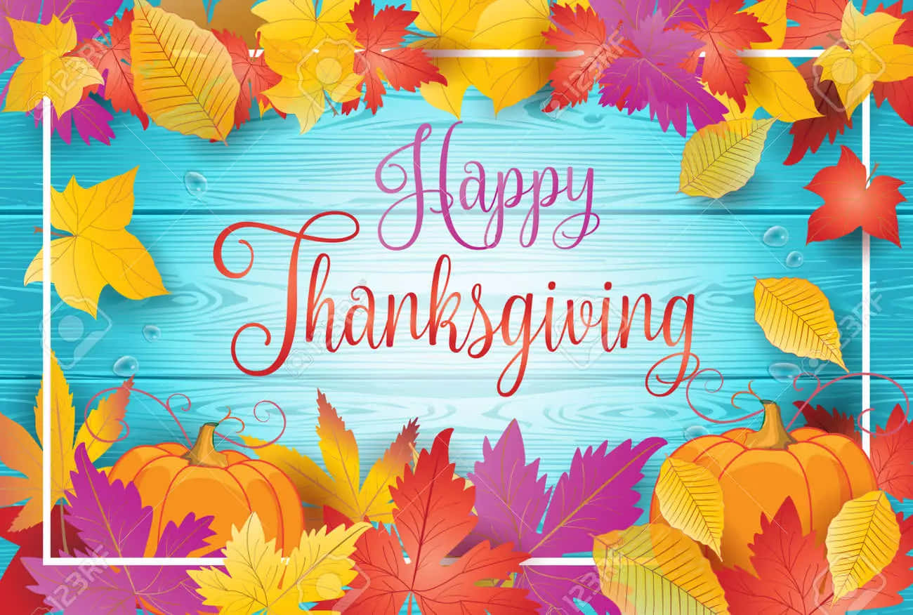 Fall Thanksgiving, turquoise wooden background, autumn leaves, HD Desktop Wallpaper