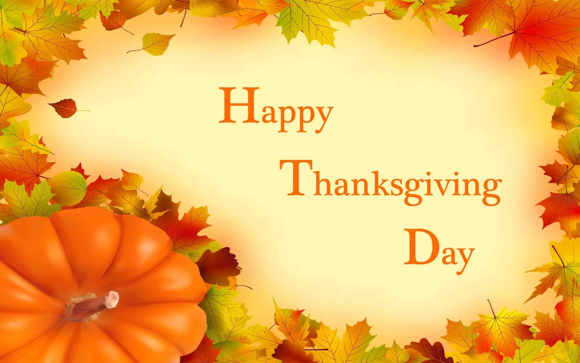 Thanksgiving, autumn leaves, orange pumpkin, Full HD Desktop Wallpaper