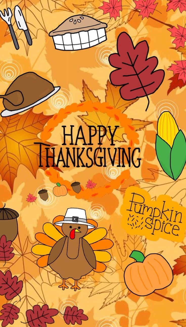 Thanksgiving, cartoon turkey, pumpkins, HD Phone Wallpaper
