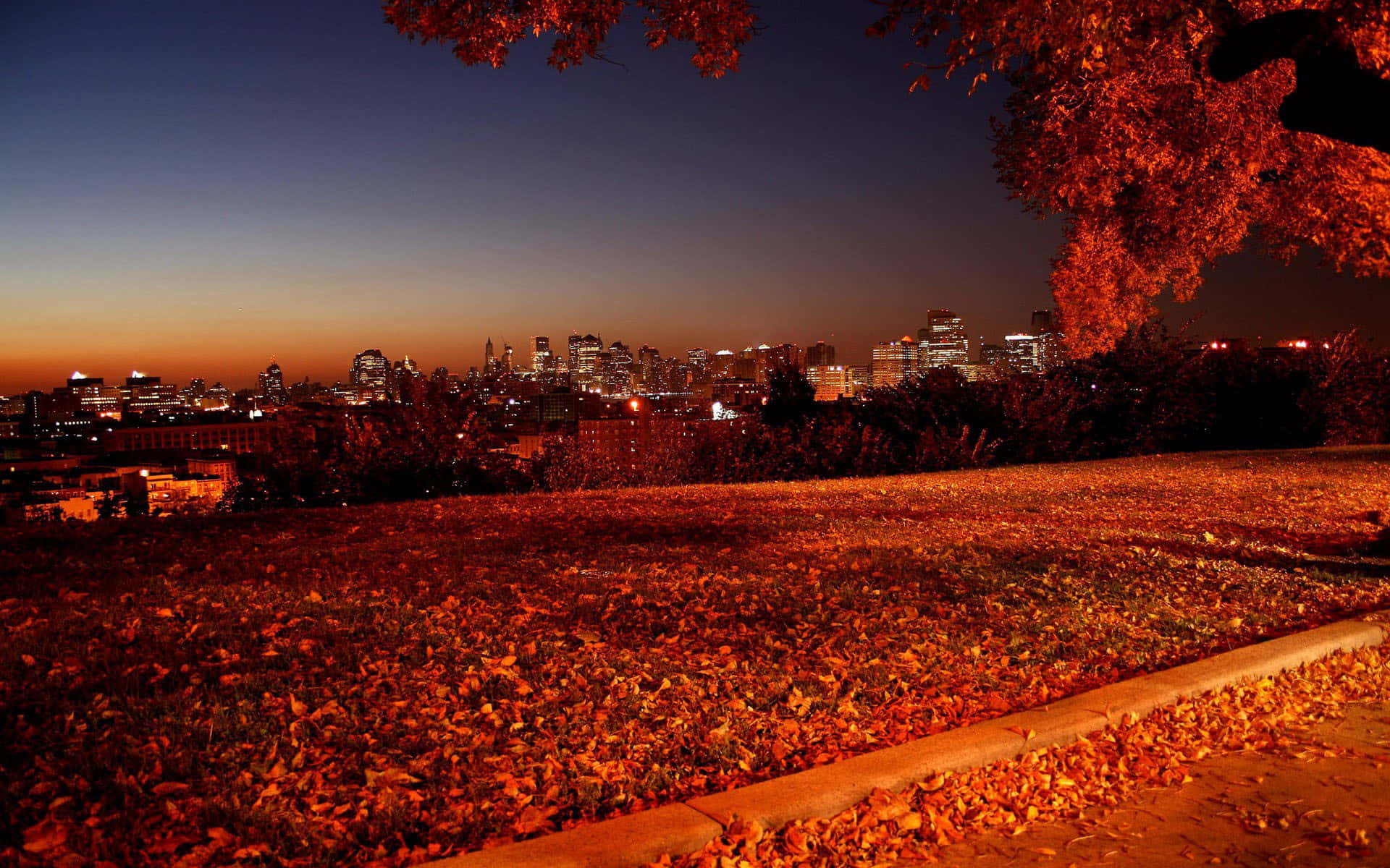 Fall Tumblr, city skyline, dusk, Full HD Desktop Wallpaper