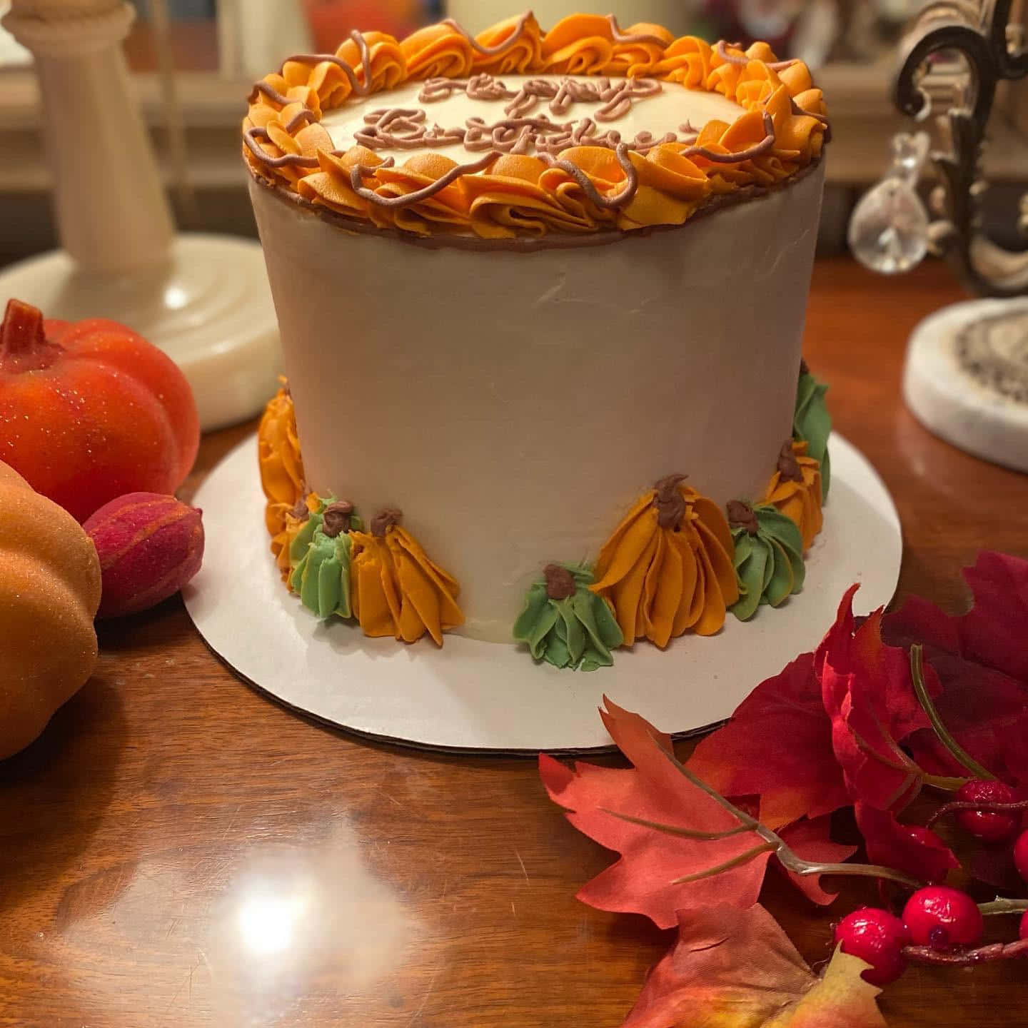 fall birthday, orange and green frosting pumpkins, wooden table, HD Desktop Wallpaper