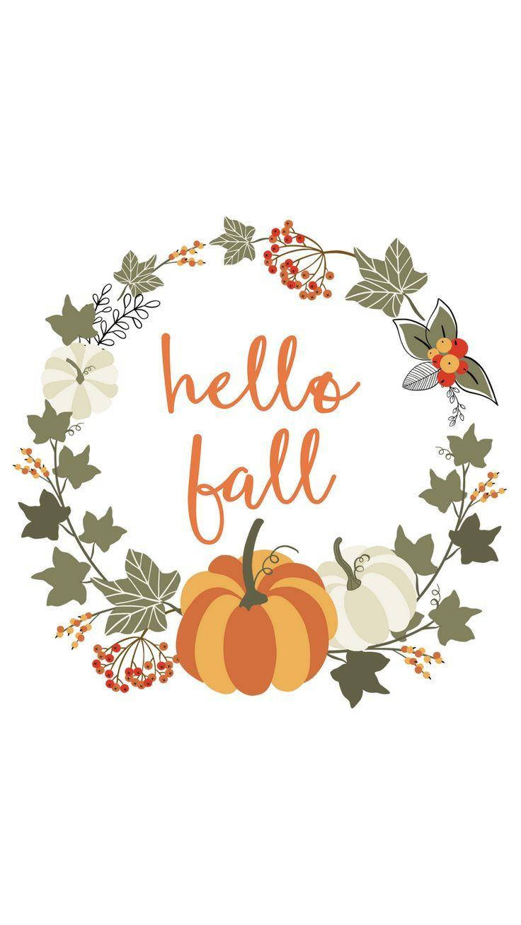 Hello October, autumn wreath, pumpkins, HD Phone Wallpaper