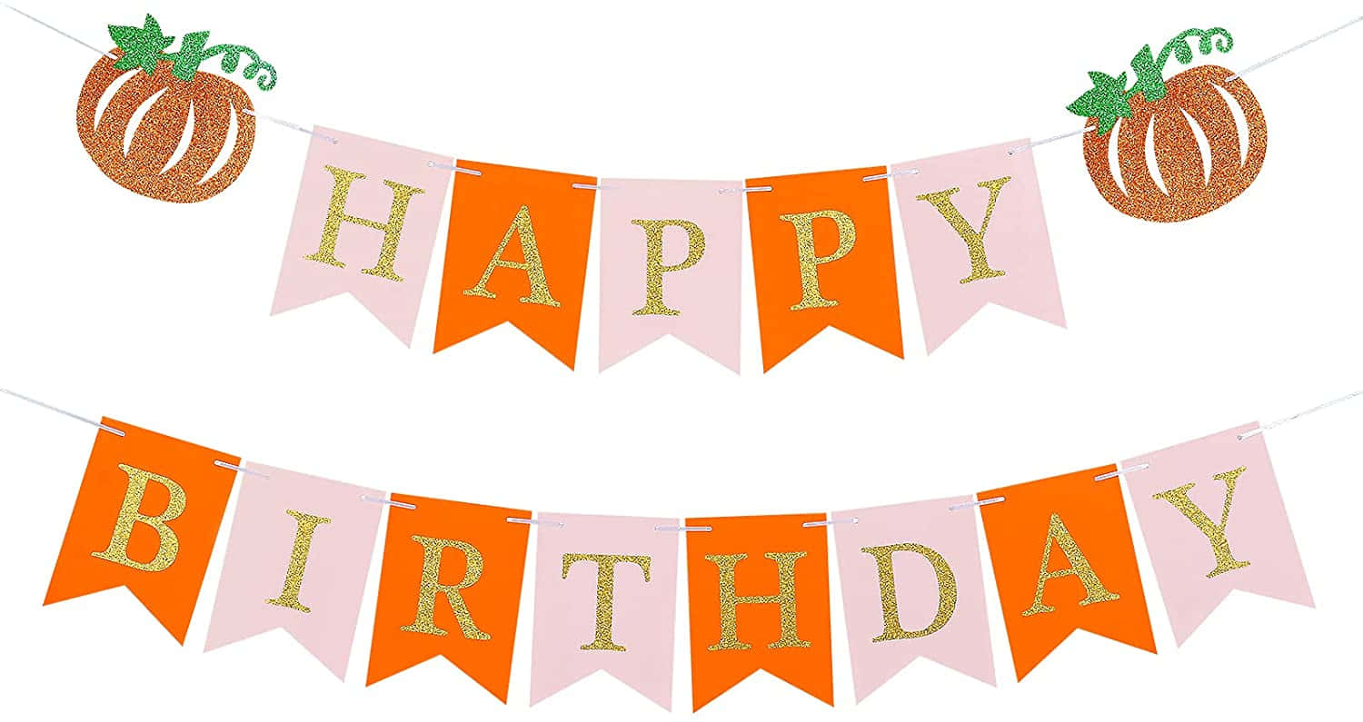 Fall Birthday Banner, glittery, orange, HD Desktop Wallpaper