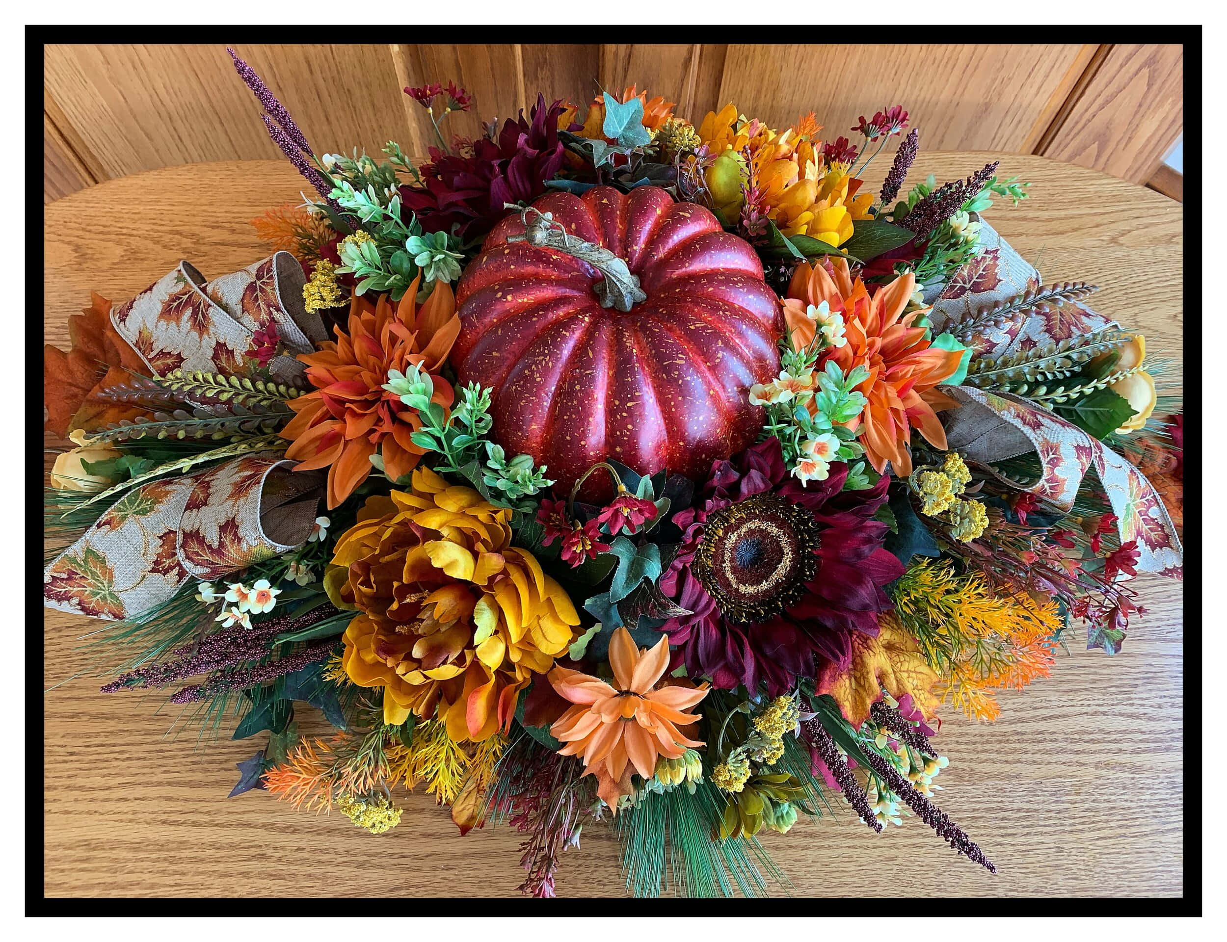 Fall Wreath, red pumpkin, orange, Full HD Desktop Wallpaper