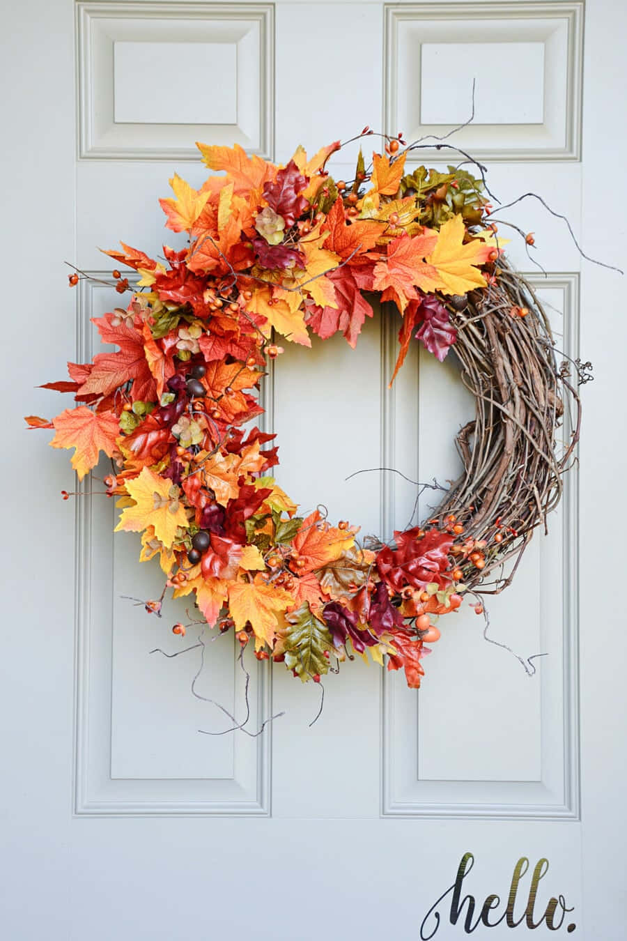 Fall Wreath, orange red, yellow, HD Phone Wallpaper