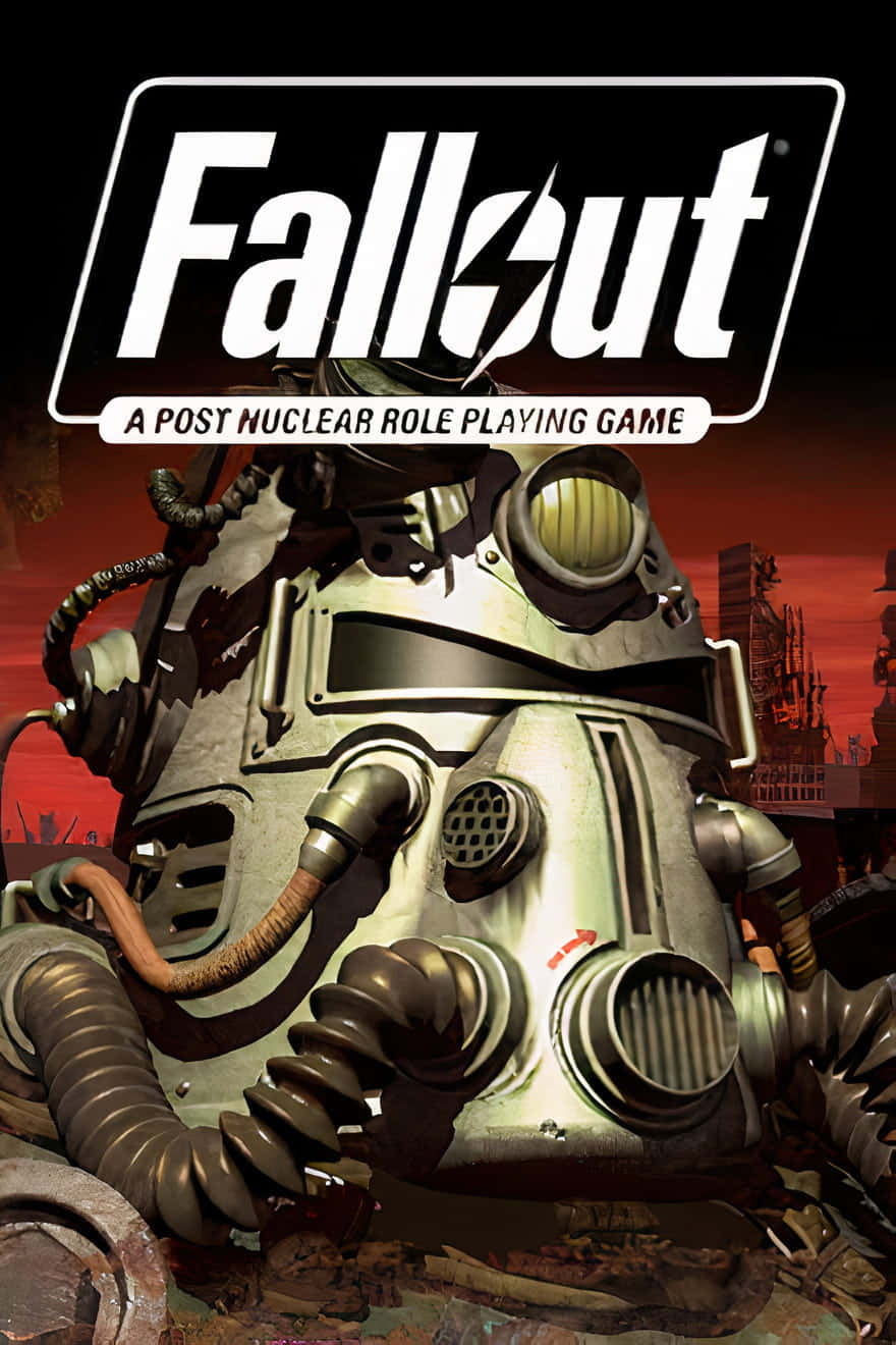 Fallout 1, original game cover art, weathered metallic power armor helmet, HD Phone Wallpaper