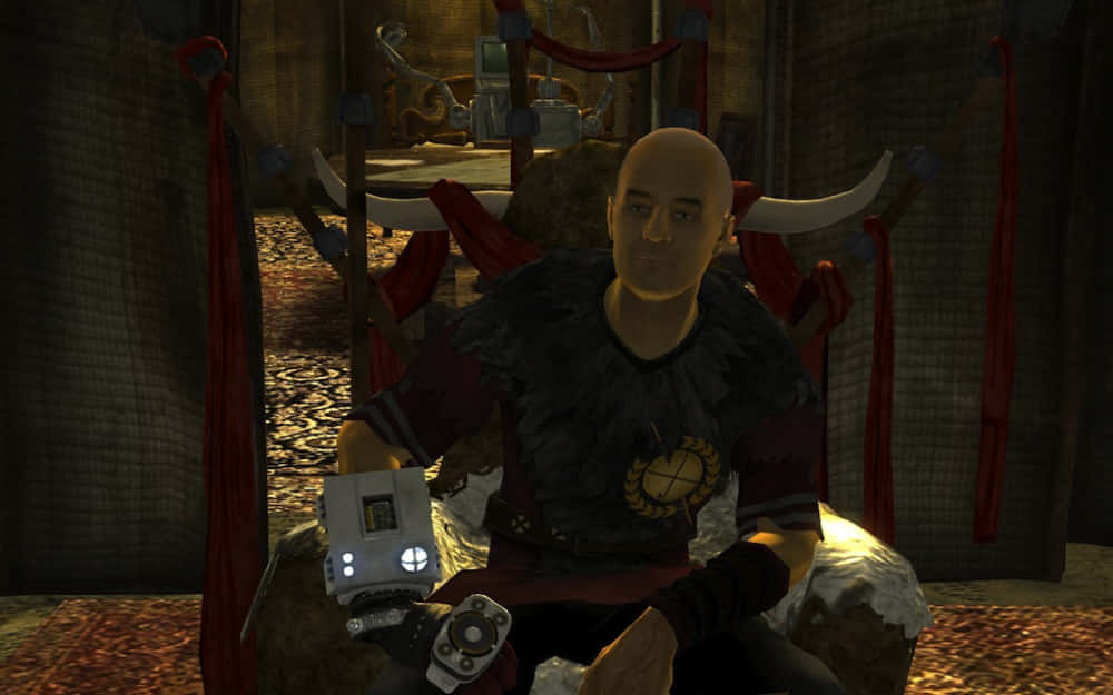 Fallout, bald man, dark armor, SD Desktop Wallpaper