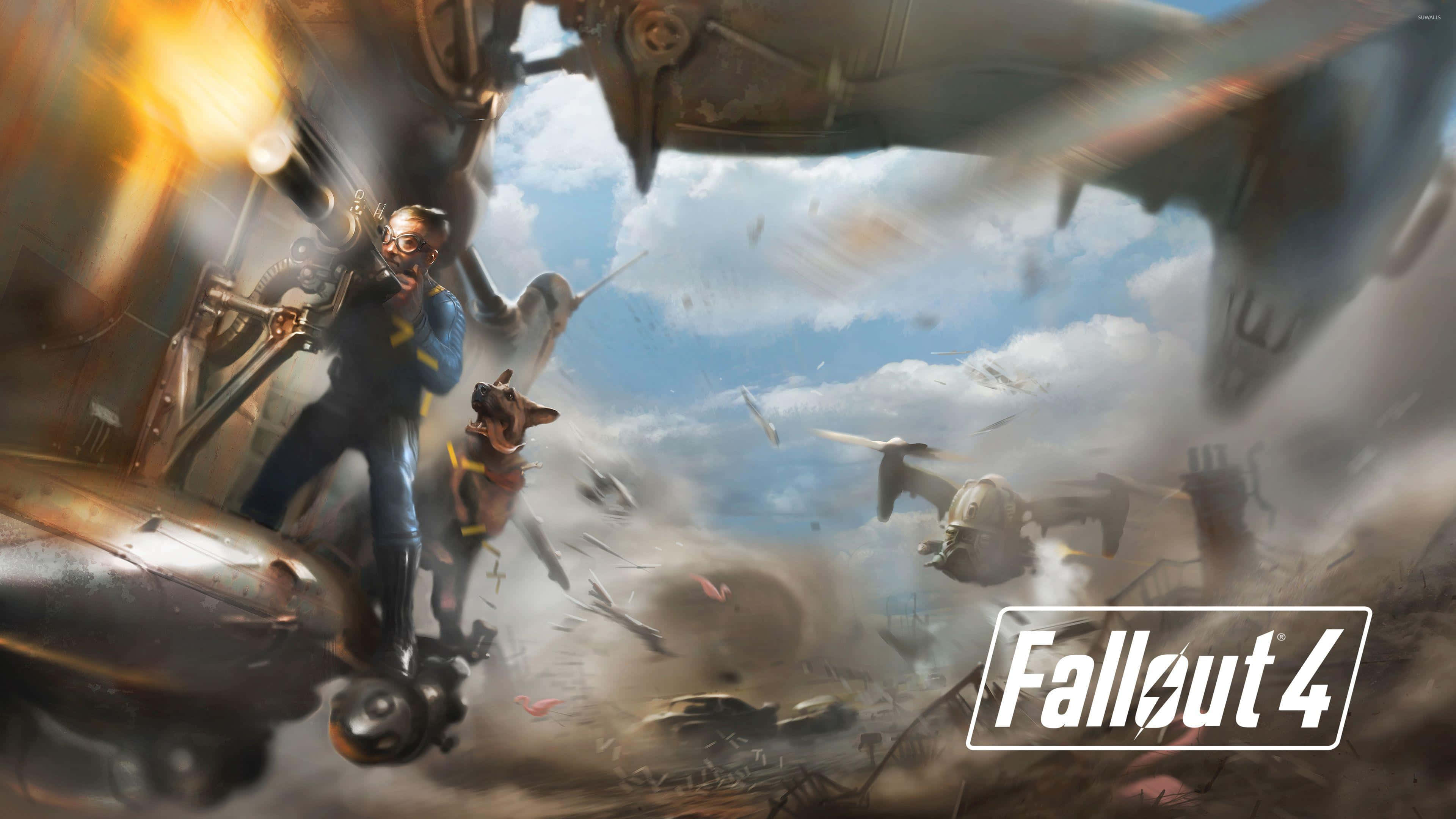 Fallout 4, vault dweller, dog, 4K Desktop Wallpaper