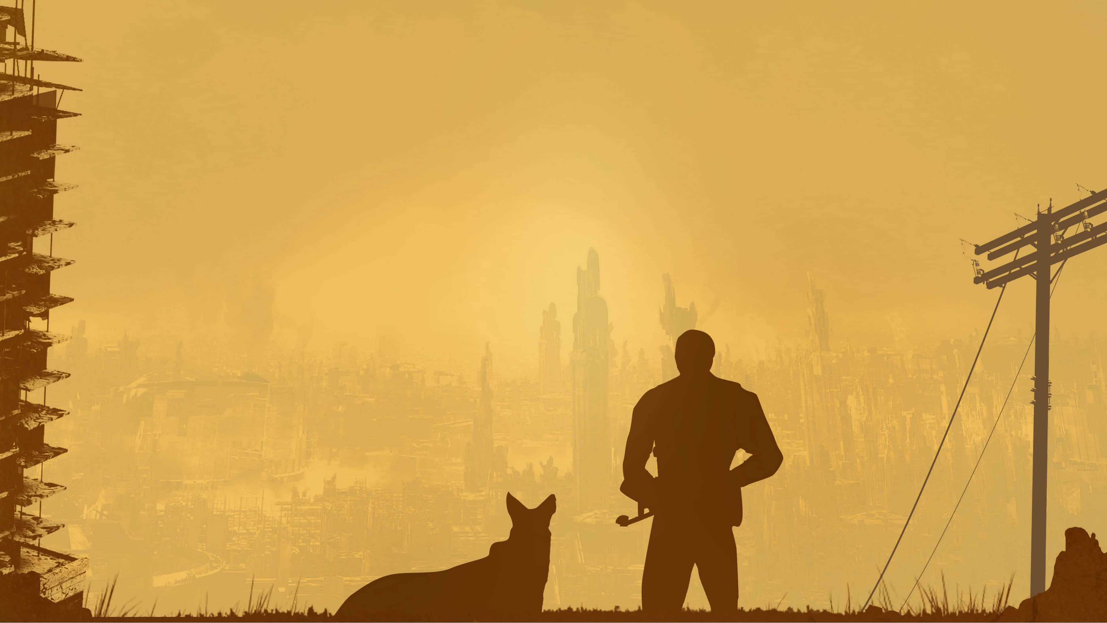 Fallout 4 Computer, lone man, dog, 4K Desktop Wallpaper