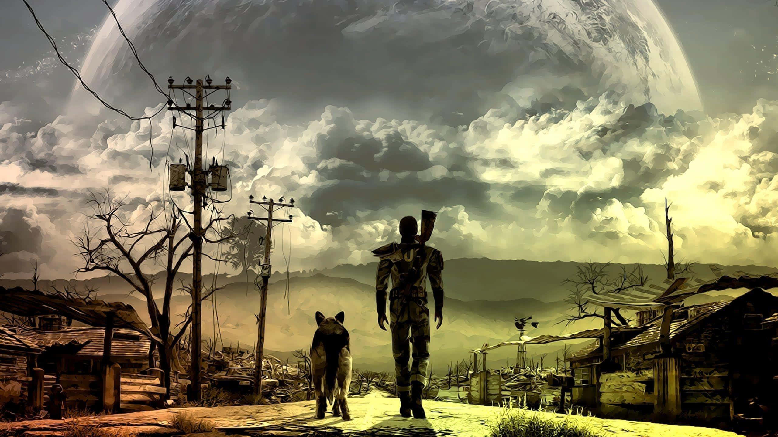 Fallout 4, computer, ruined village, 2K Desktop Wallpaper