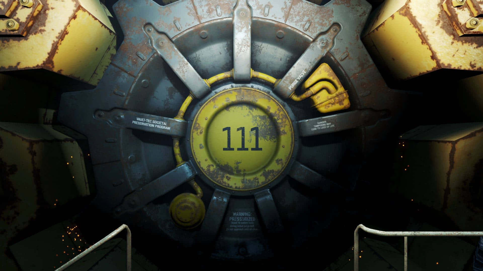 Fallout 4, rusted industrial door, number 111, Full HD Desktop Wallpaper