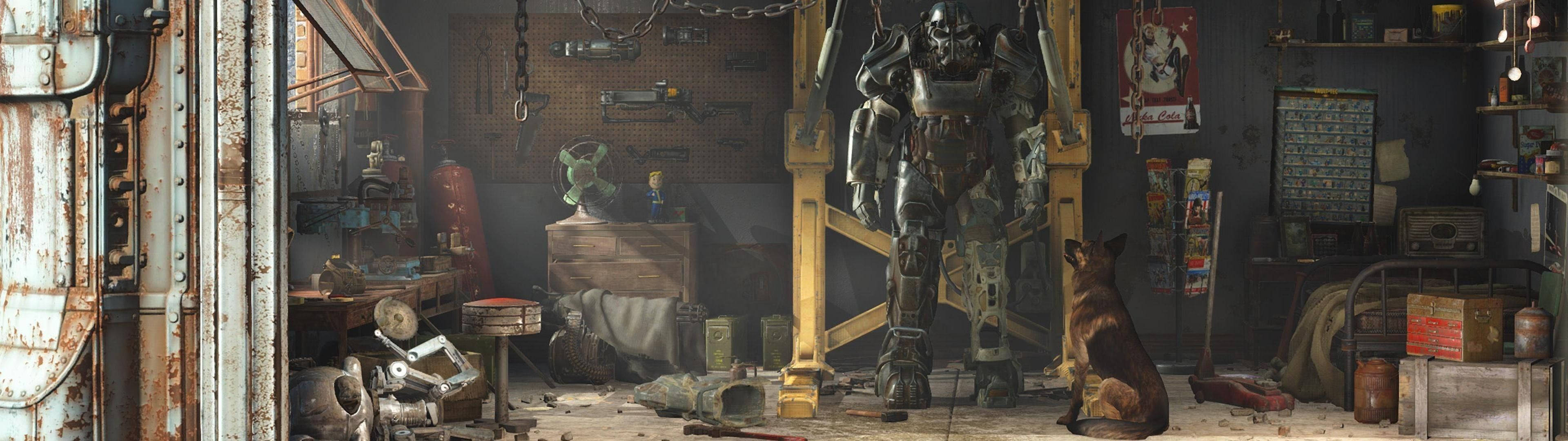 Fallout 4 Dogmeat, 4K, towering armored figure, 4K Desktop Wallpaper