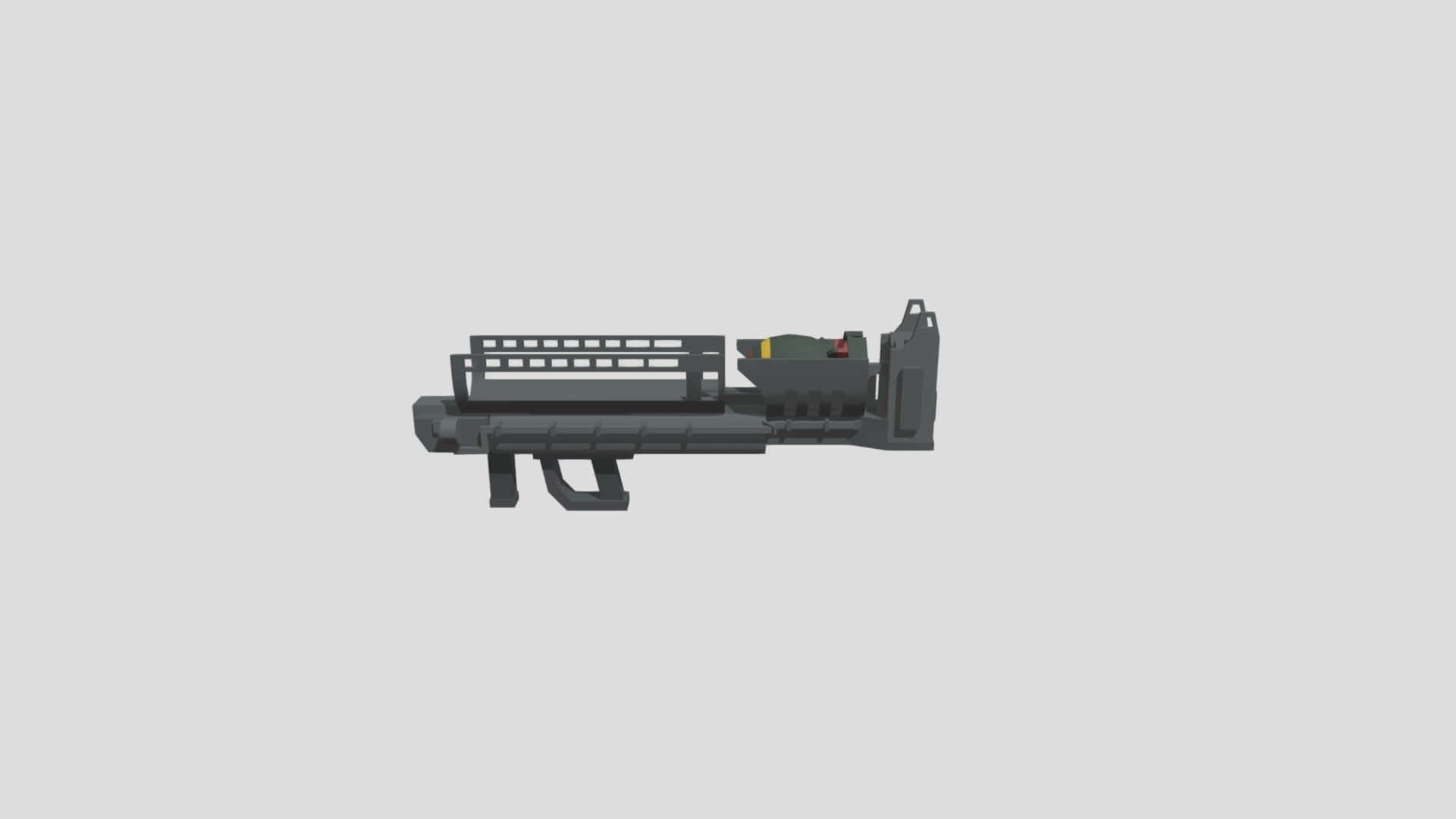 Fallout 4 Fat Man, gray pixel-art rocket launcher, yellow and red detail, Full HD Desktop Wallpaper