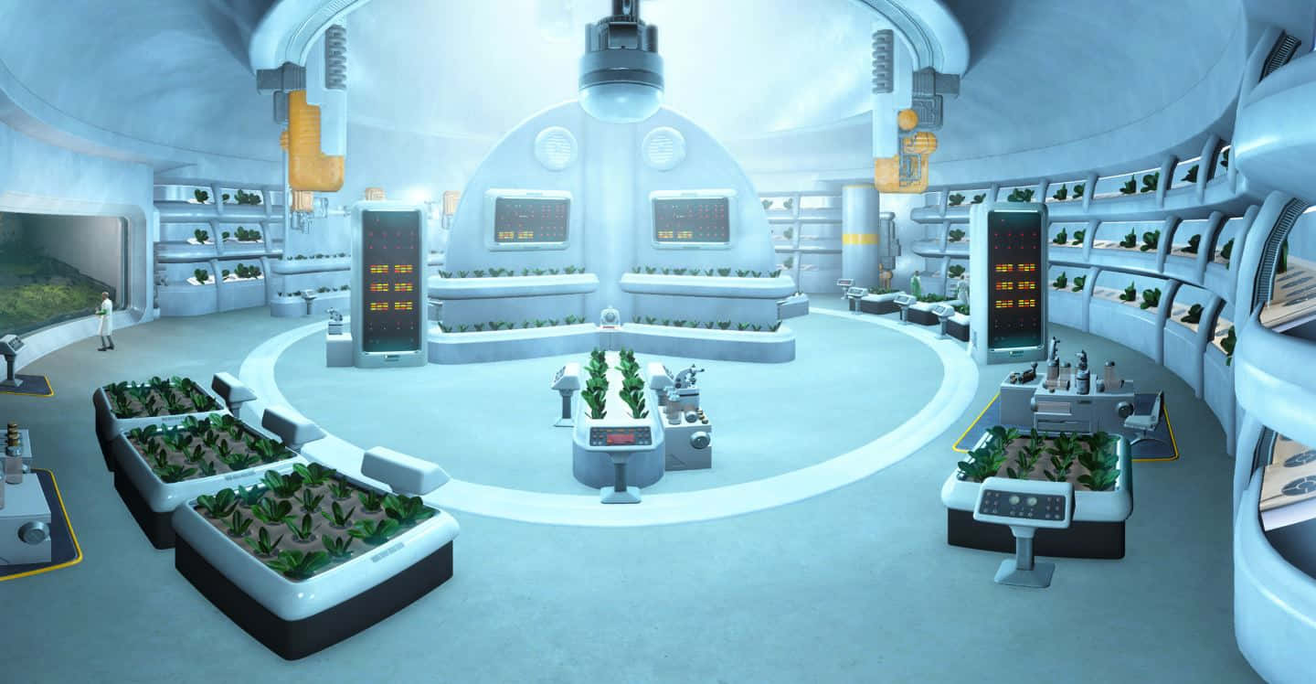 Fallout 4 Institute, futuristic circular greenhouse, glowing panels, HD Desktop Wallpaper