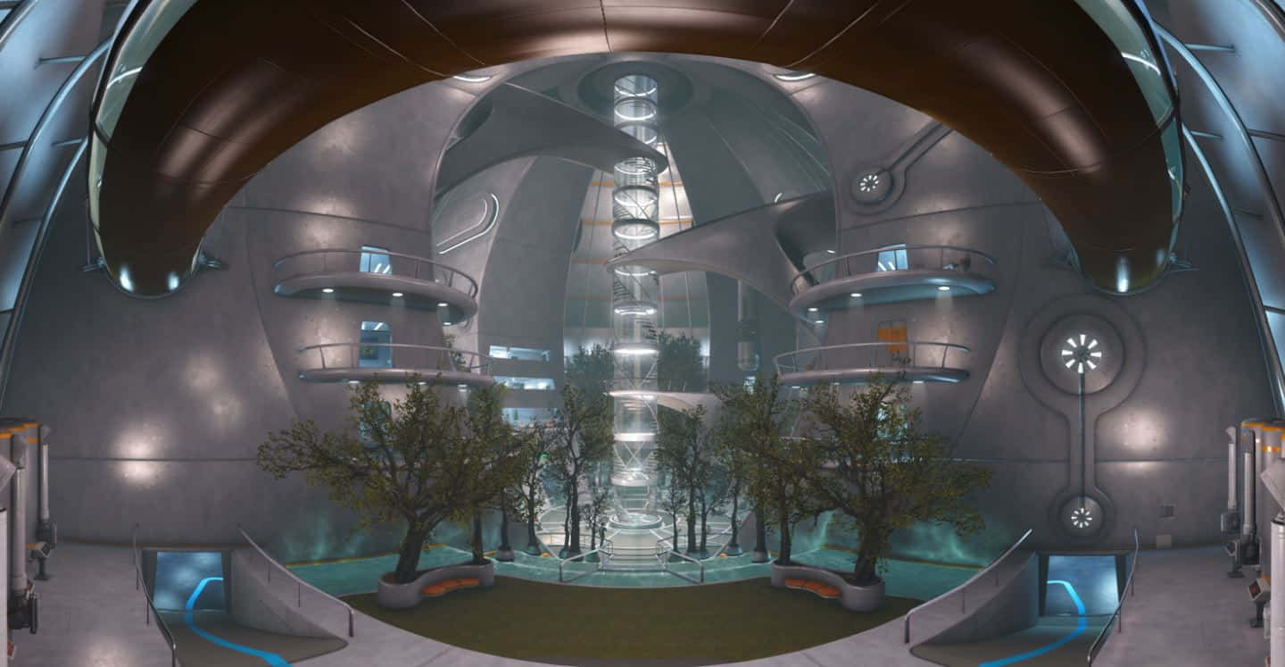 Fallout 4 Institute, futuristic dome interior, metallic architecture, HD Desktop Wallpaper