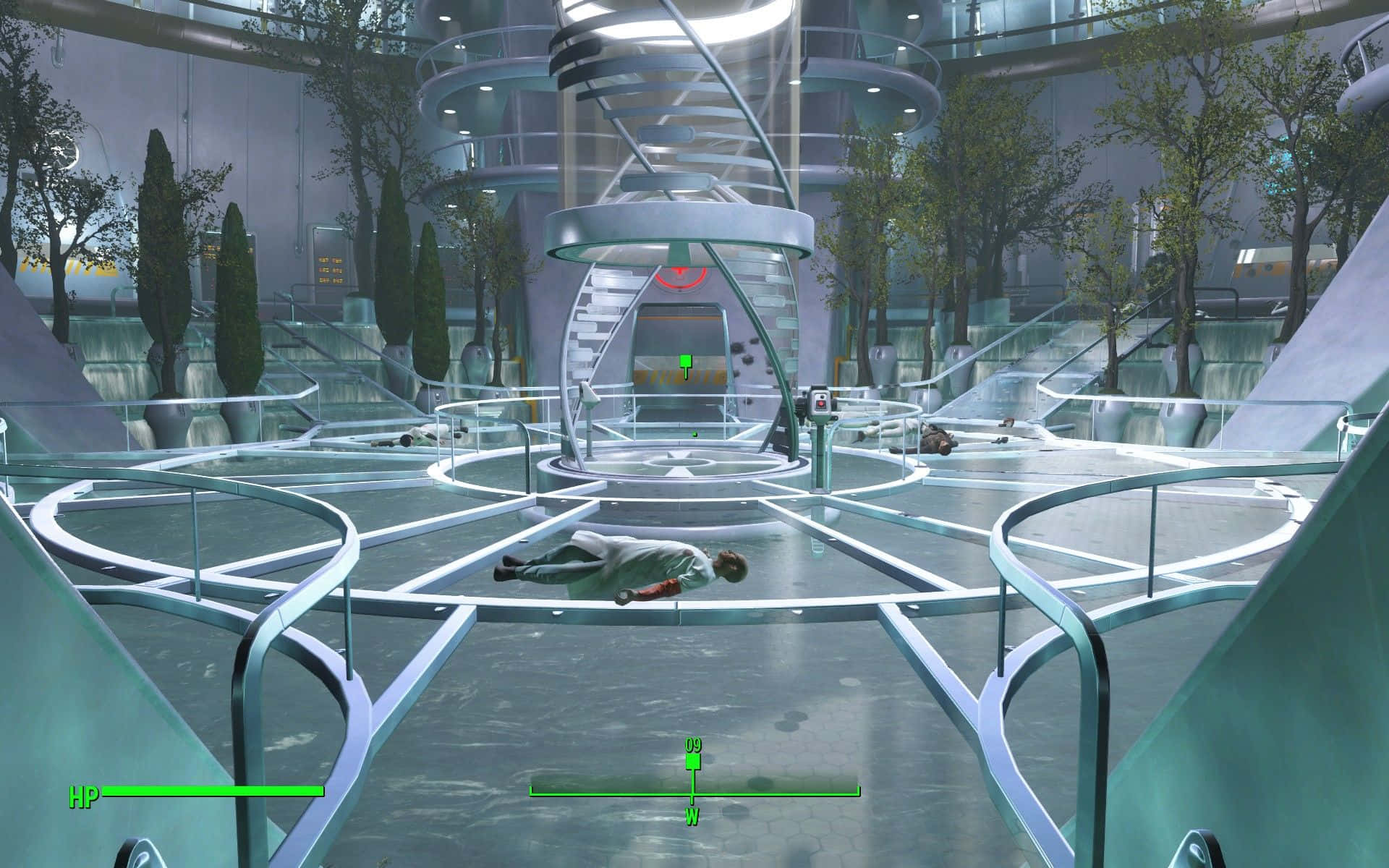 Fallout 4 Institute, futuristic glass atrium, spiral staircases, Full HD Desktop Wallpaper