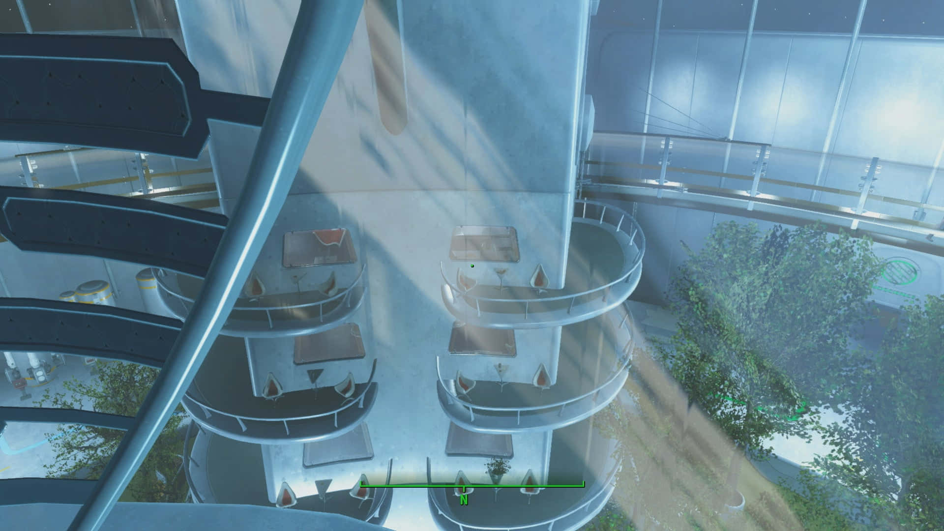 Fallout 4 Institute, futuristic spiral staircase, glass railings, Full HD Desktop Wallpaper