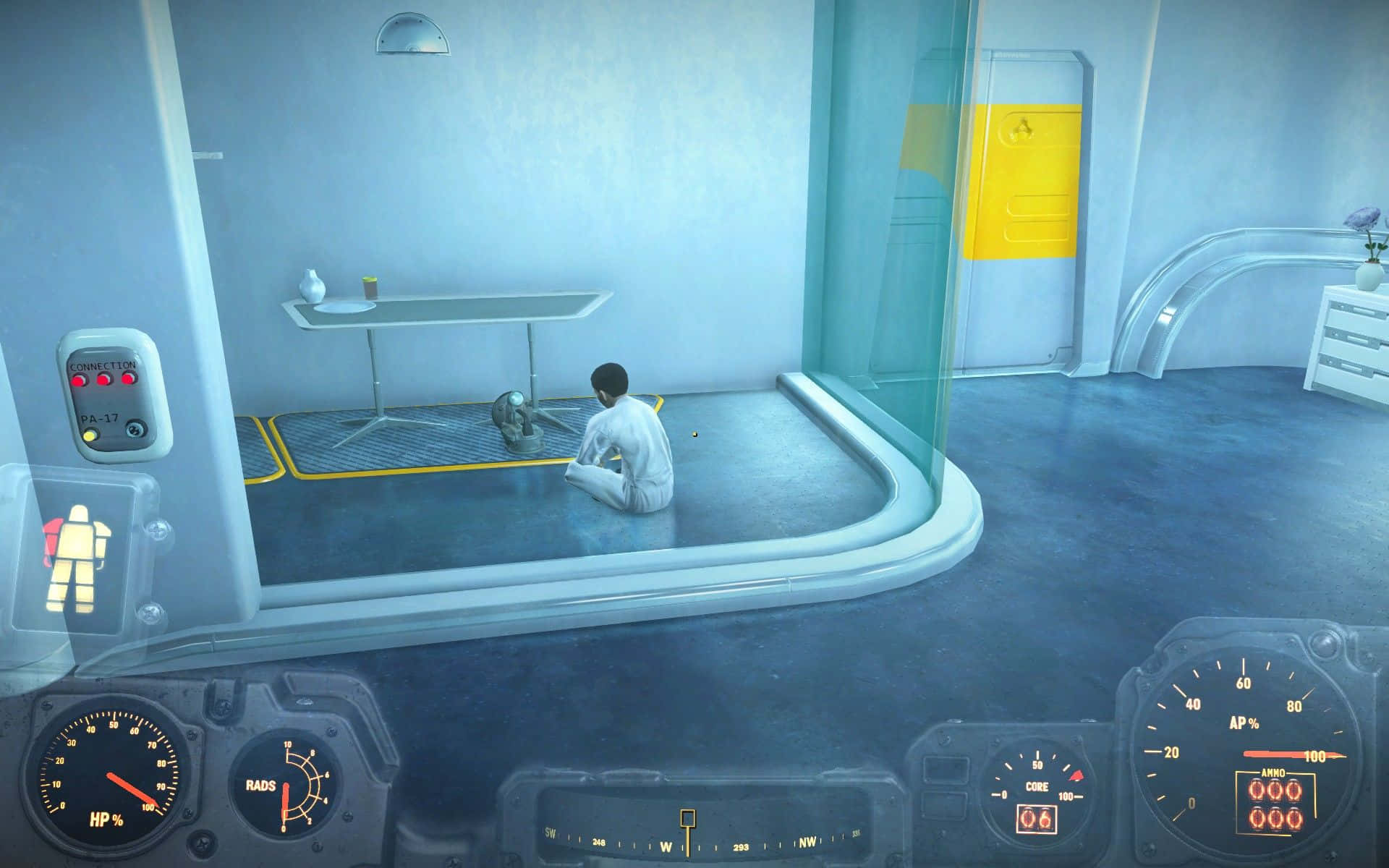Fallout 4 Institute, white jumpsuit, sterile blue futuristic lab, Full HD Desktop Wallpaper