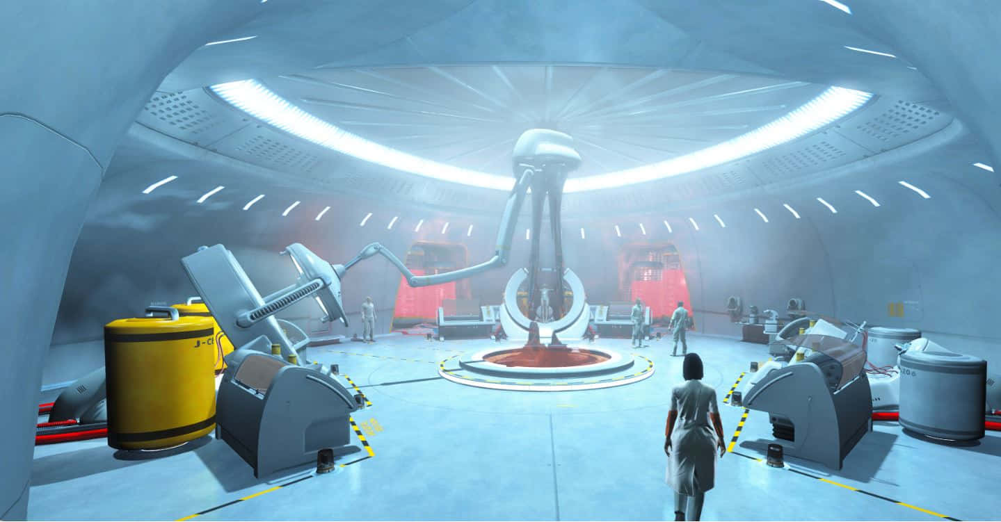 Fallout 4 Institute, futuristic sci-fi lab, glowing circular lights, HD Desktop Wallpaper