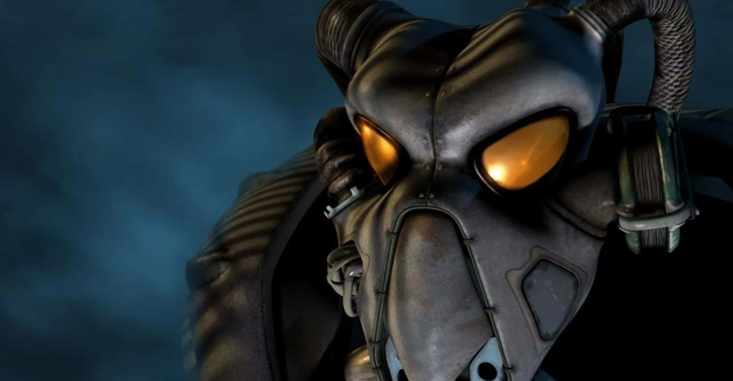 Fallout 4 Power Armor, glowing orange eyes, dark metallic helmet, HD Desktop Wallpaper