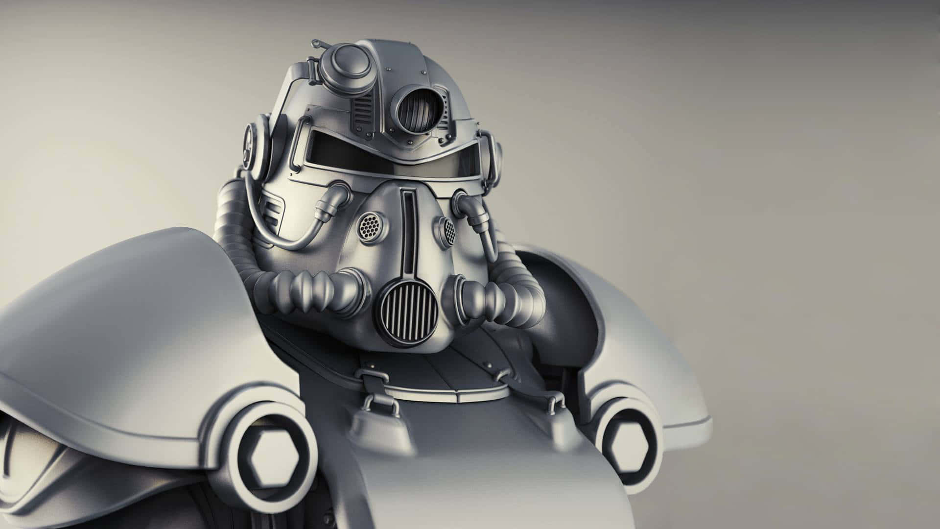 Fallout 4 Power Armor, silver power armor helmet, intricate mechanical design, Full HD Desktop Wallpaper
